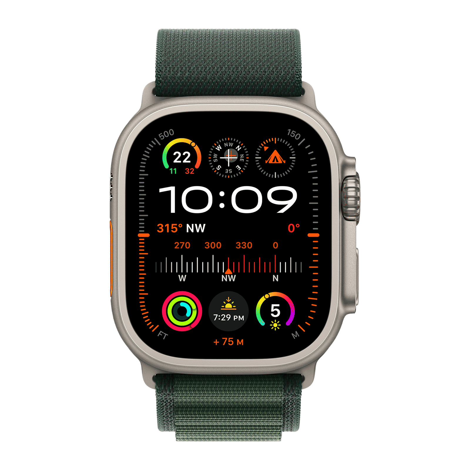 Apple Spandex, Polyester & Natural Titanium Alpine Loop for Apple Watch (44mm / 45mm / 46mm / 49mm, Small) (Corrosion Resistant, Dark Green)_3