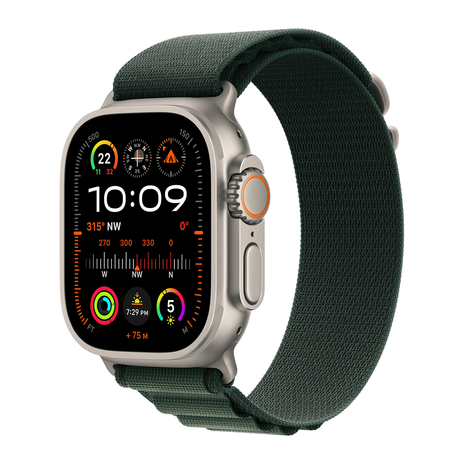 Apple Spandex, Polyester & Natural Titanium Alpine Loop for Apple Watch (44mm / 45mm / 46mm / 49mm, Medium) (Corrosion Resistant, Dark Green)_2