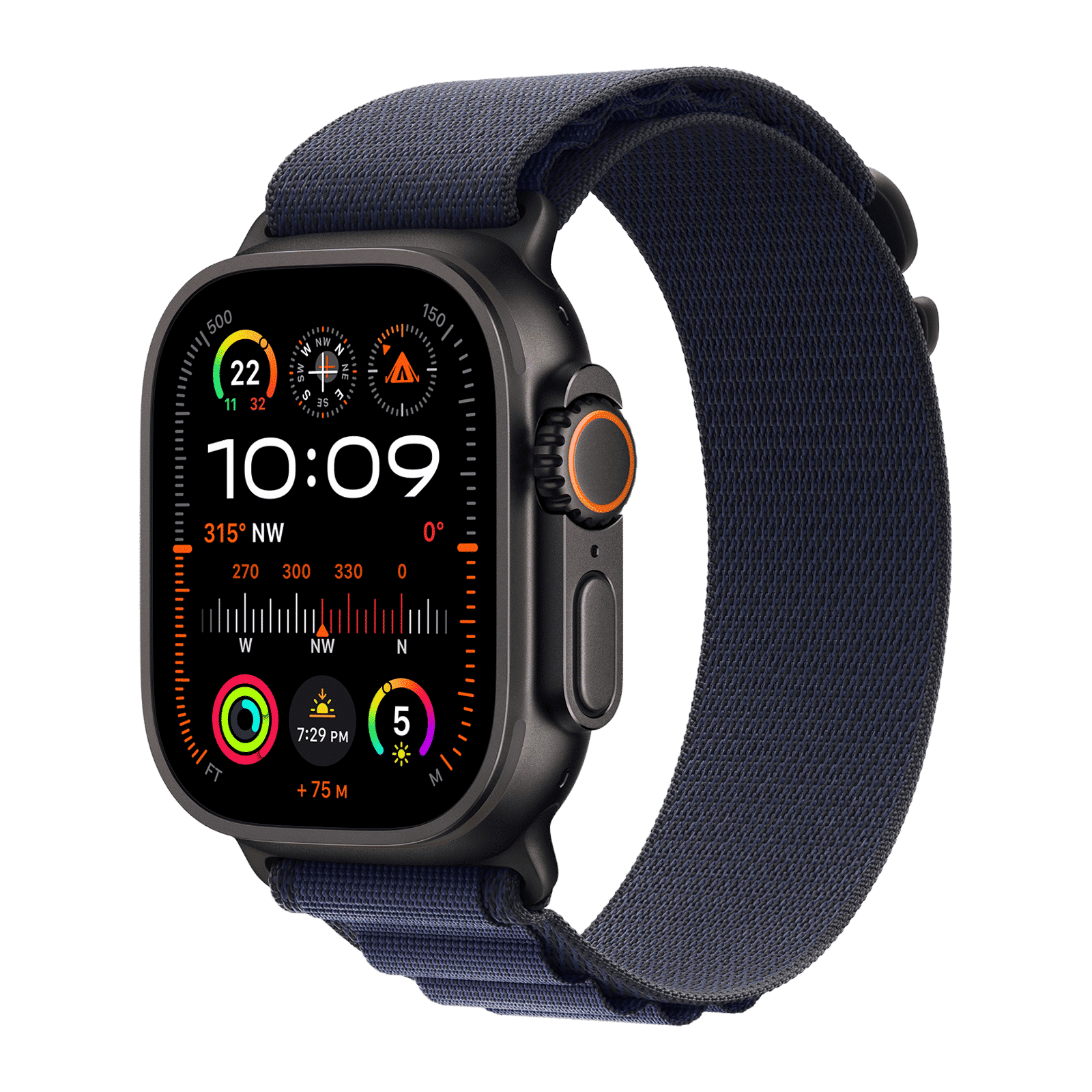 Apple Polyester, Spandex & Black Titanium Alpine Loop for Apple Watch (44mm / 45mm / 46mm / 49mm, Small) (Corrosion Resistant, Navy)_2