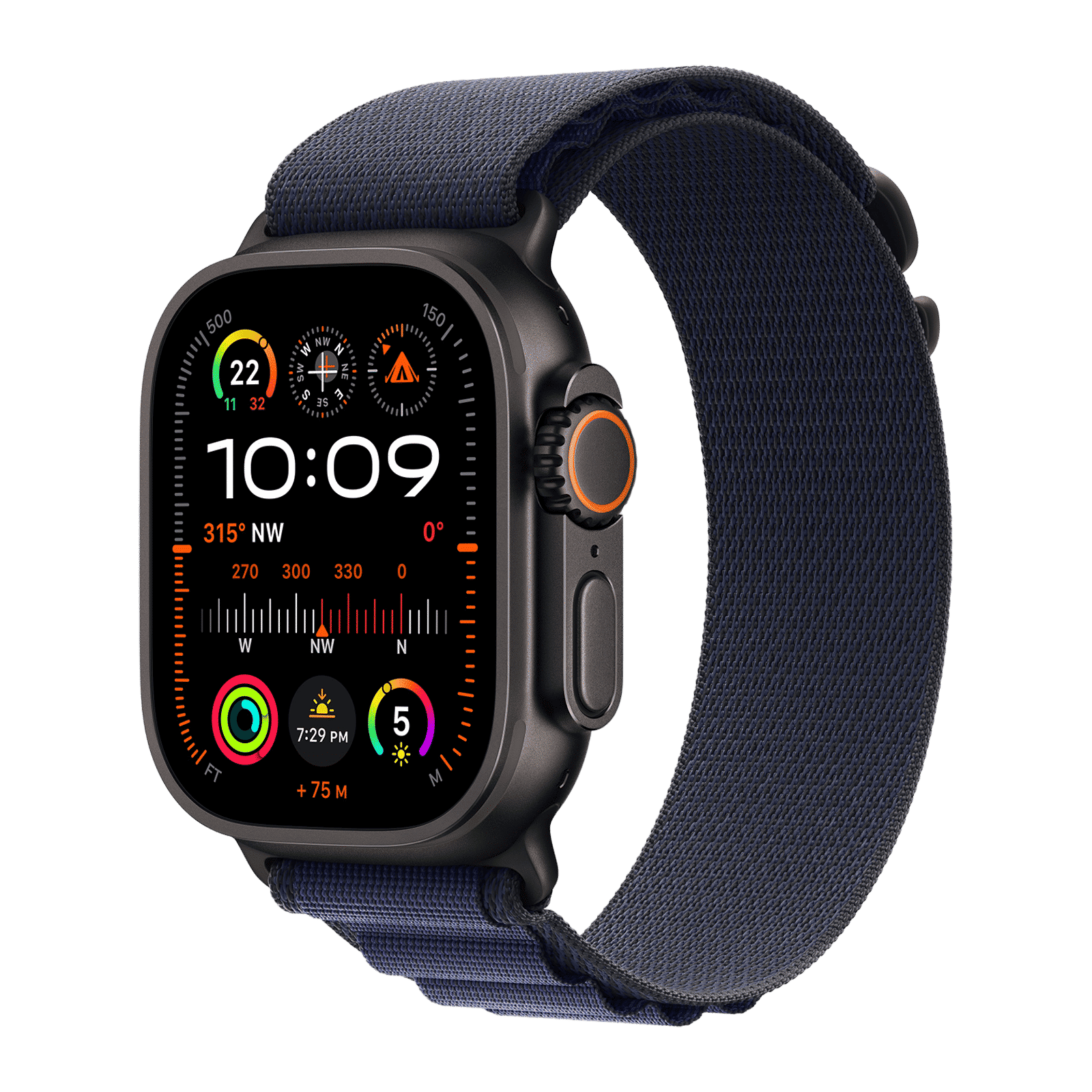 Apple Polyester, Spandex & Black Titanium Alpine Loop for Apple Watch (44mm / 45mm / 46mm / 49mm, Medium) (Corrosion Resistant, Navy)_2