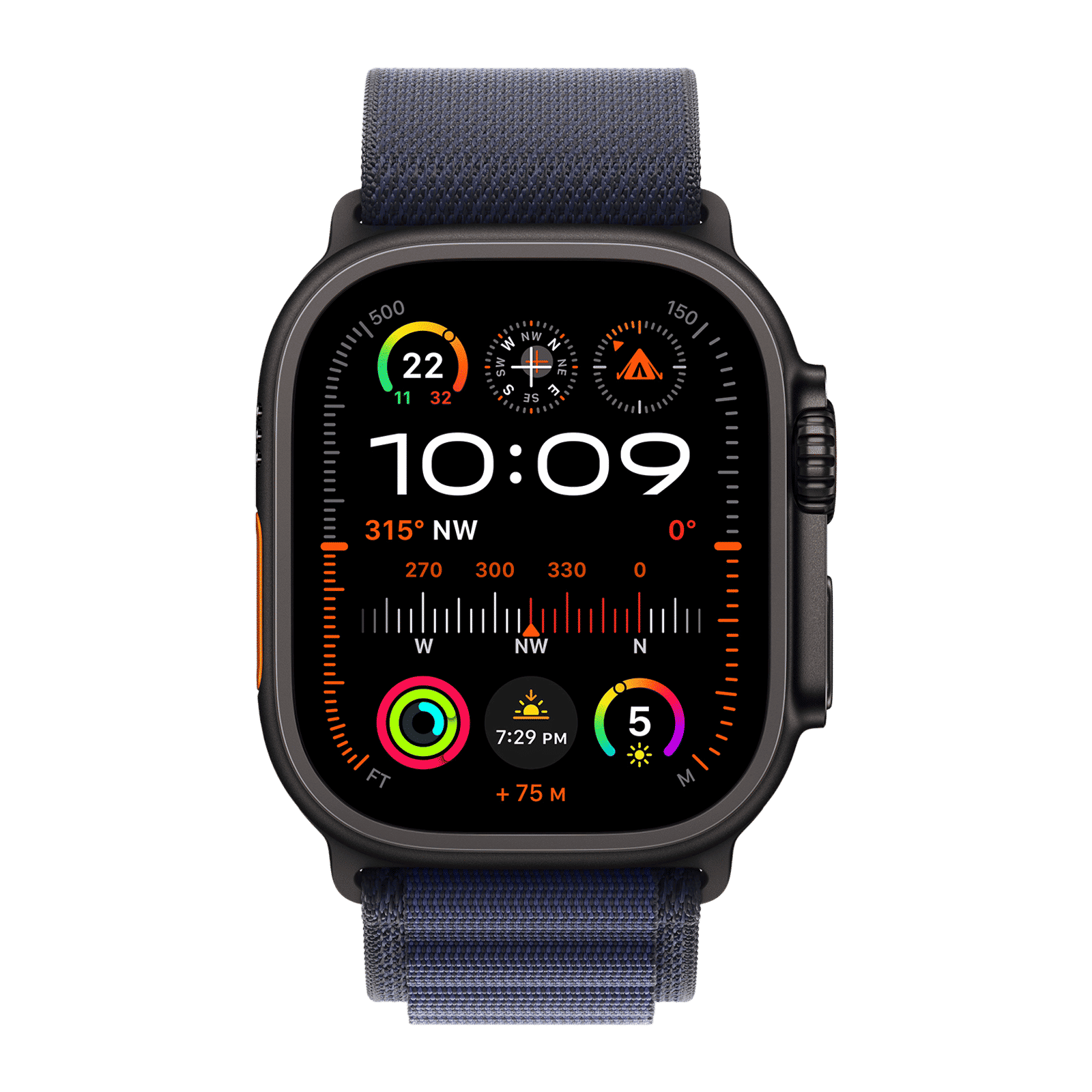 Apple Polyester, Spandex & Black Titanium Alpine Loop for Apple Watch (44mm / 45mm / 46mm / 49mm, Medium) (Corrosion Resistant, Navy)_3