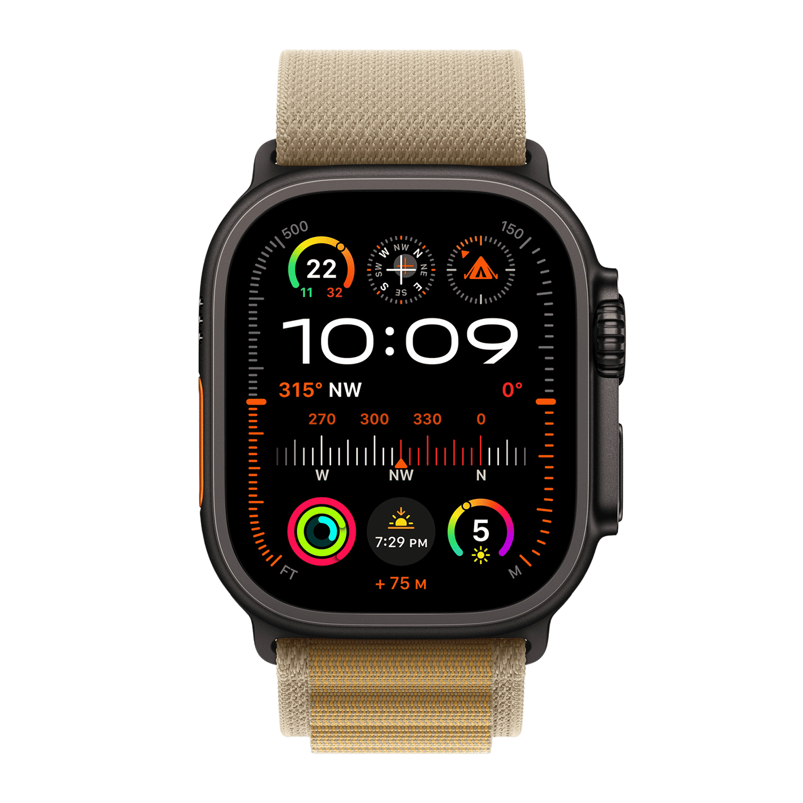 Apple Polyester, Spandex & Black Titanium Alpine Loop for Apple Watch (44mm / 45mm / 46mm / 49mm, Small) (Corrosion Resistant, Tan)_3