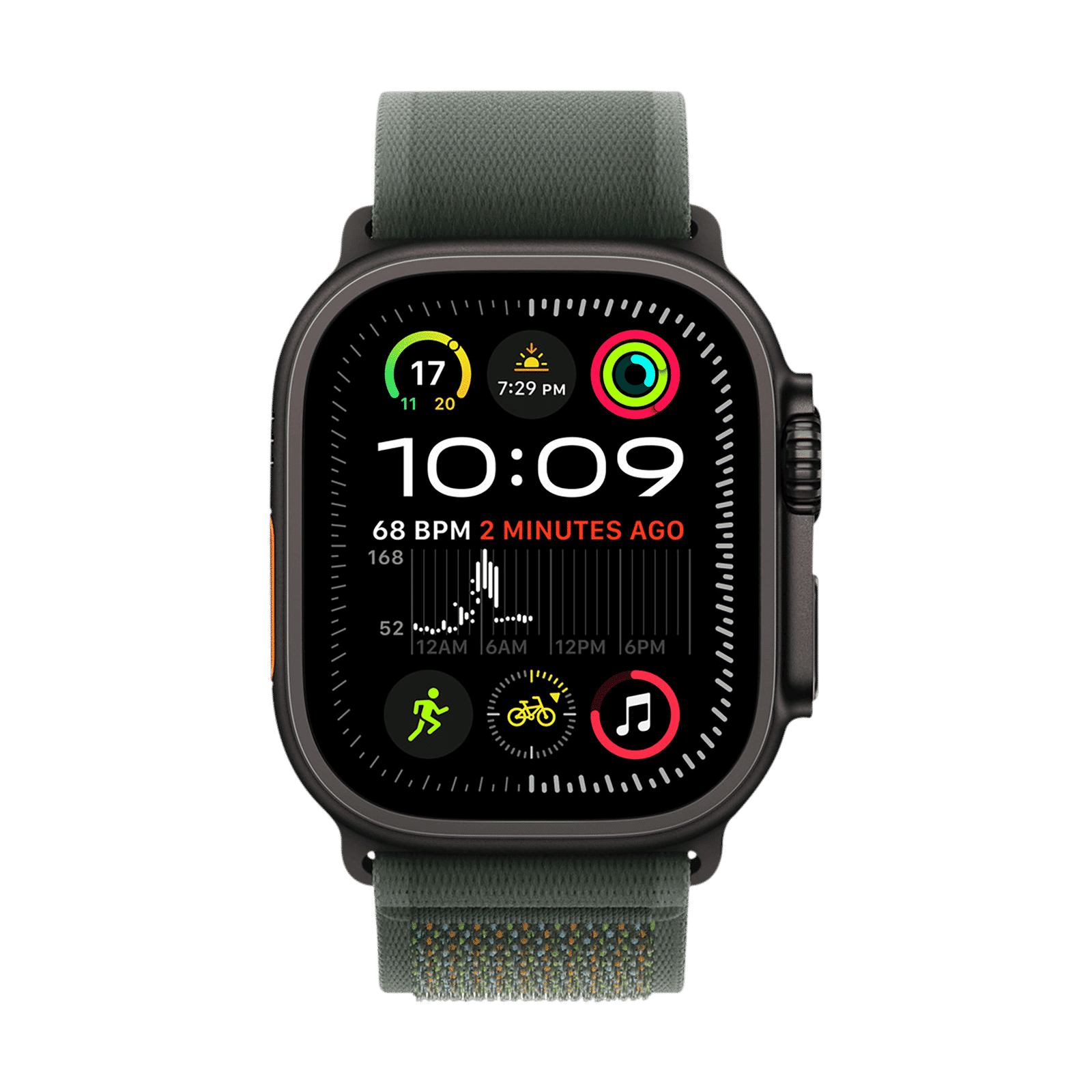 Apple Trail Polyester, Spandex, Nylon & Black Titanium Trail Loop for Apple Watch (44mm / 45mm / 46mm / 49mm, S/M) (Ultra-Thin, Green)_3