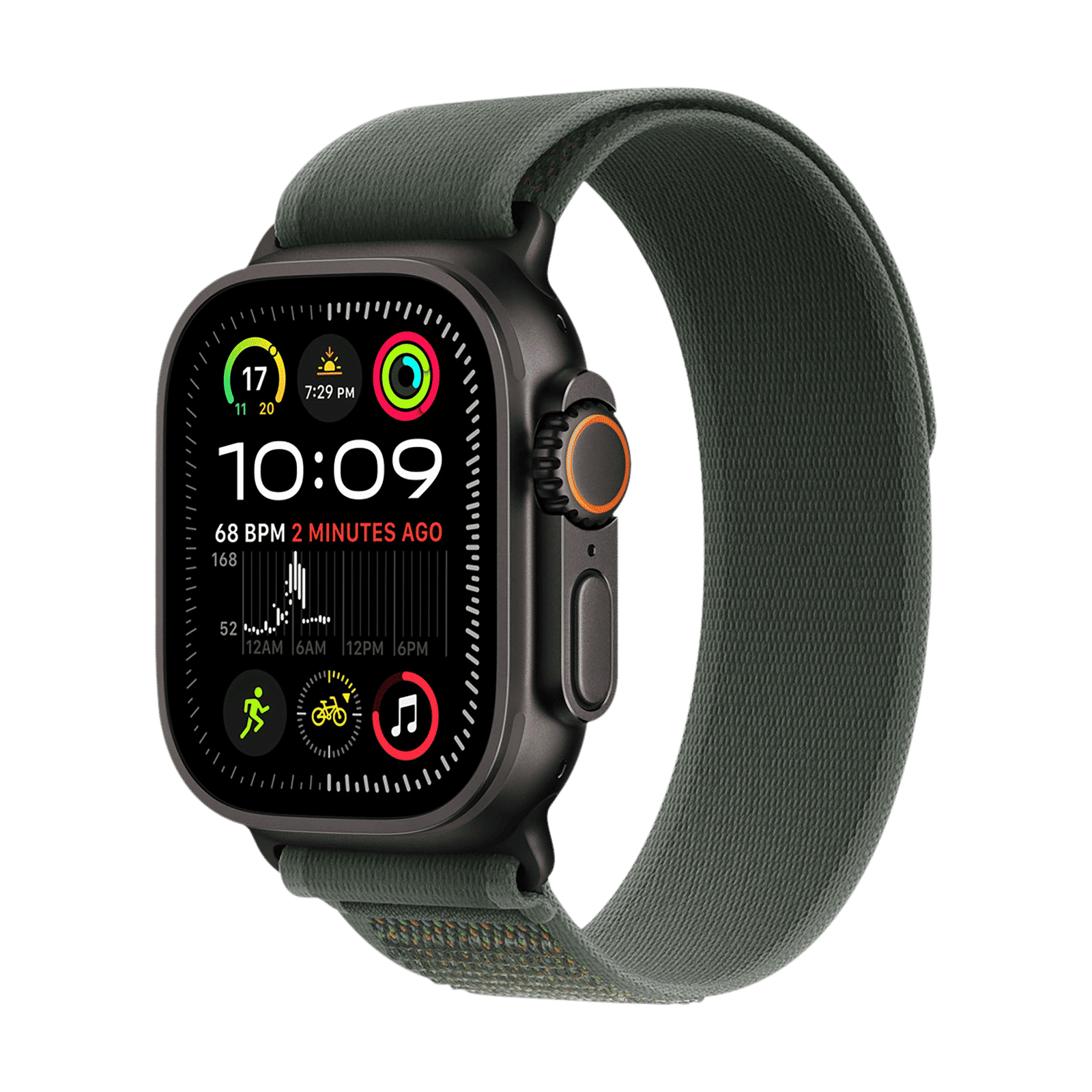 Apple Trail Polyester, Spandex, Nylon & Black Titanium Trail Loop for Apple Watch (44mm / 45mm / 46mm / 49mm, M/L) (Ultra-Thin, Green)_2
