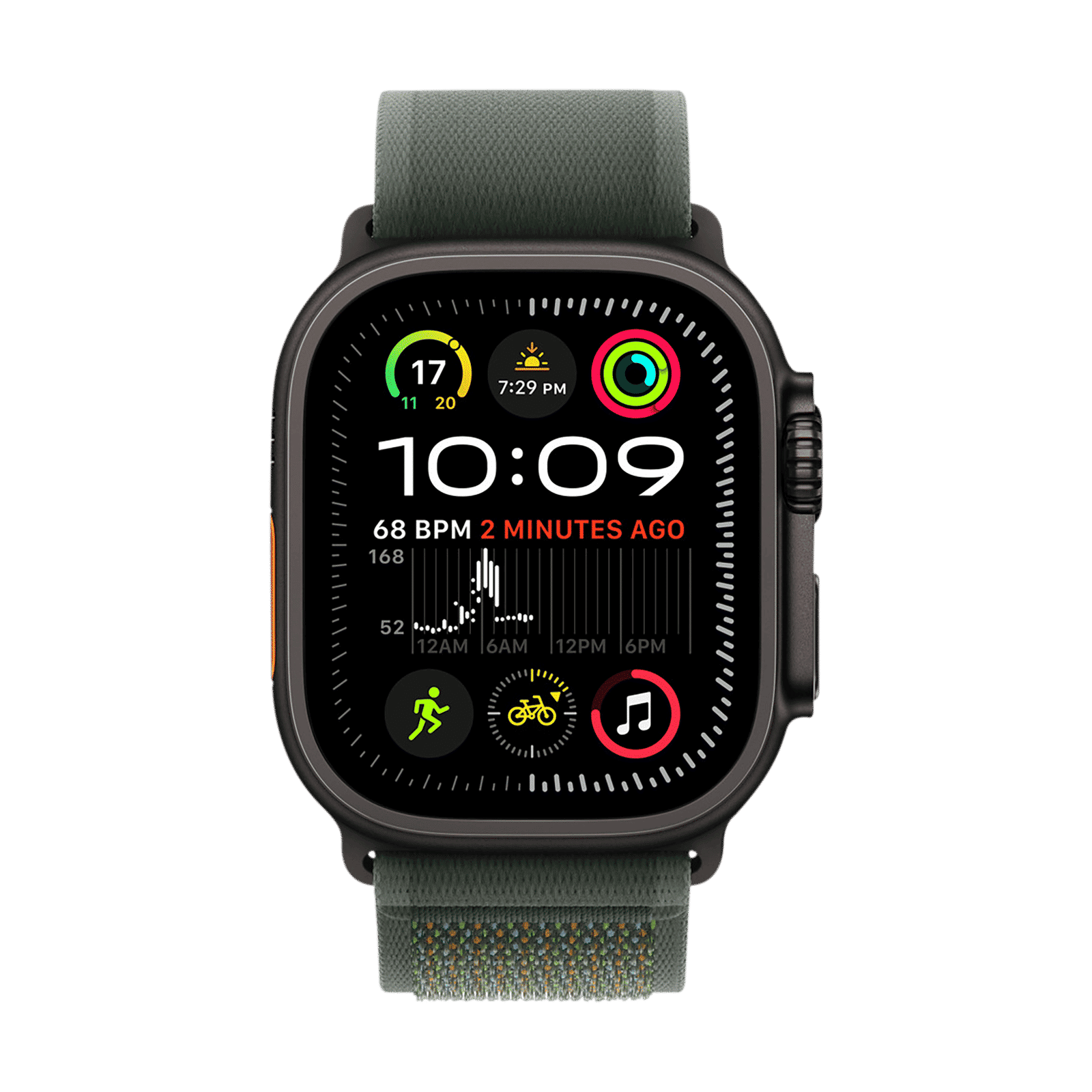 Apple Trail Polyester, Spandex, Nylon & Black Titanium Trail Loop for Apple Watch (44mm / 45mm / 46mm / 49mm, M/L) (Ultra-Thin, Green)_3