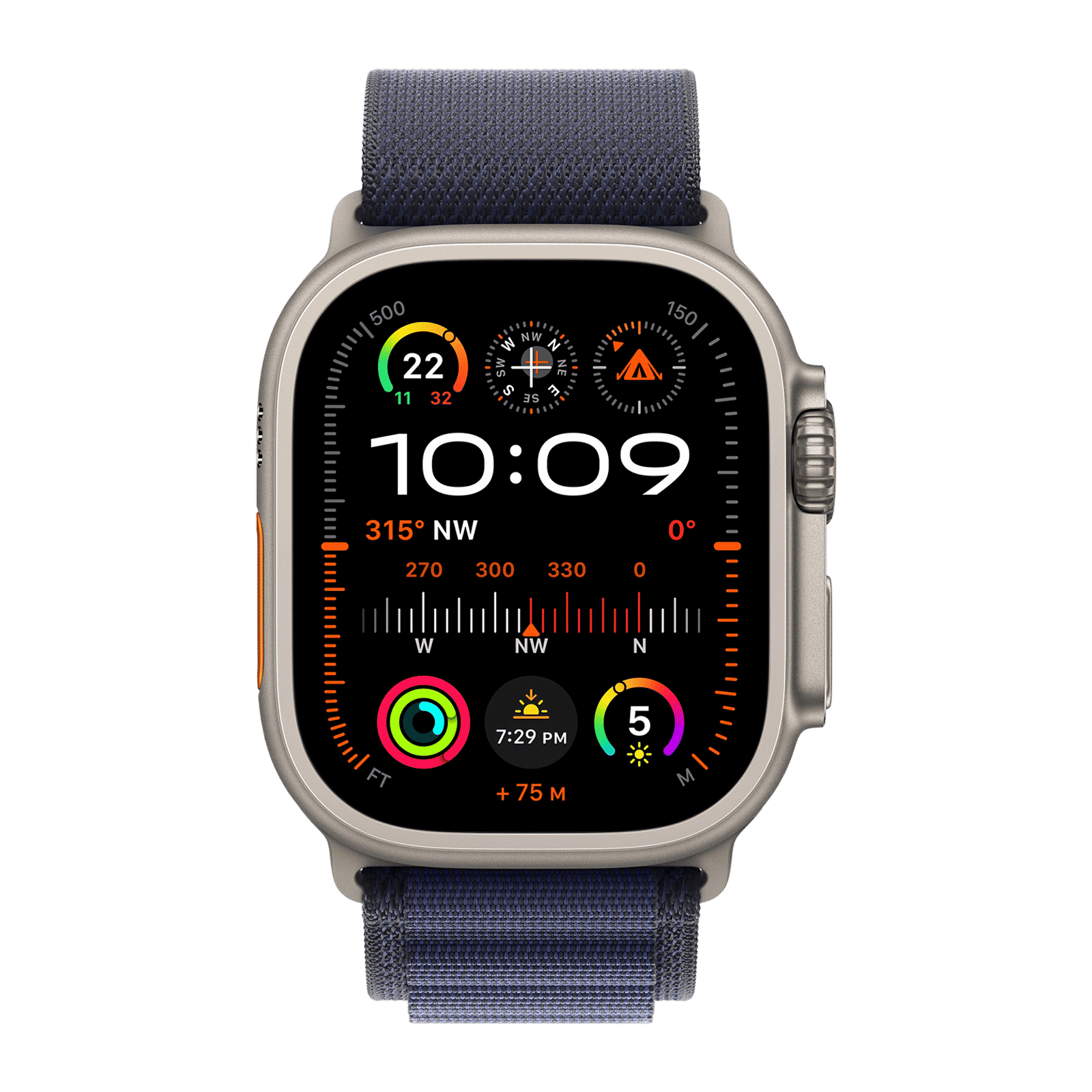 Apple Spandex, Polyester & Natural Titanium Alpine Loop for Apple Watch (44mm / 45mm / 46mm / 49mm, Small) (Corrosion Resistant, Navy)_3