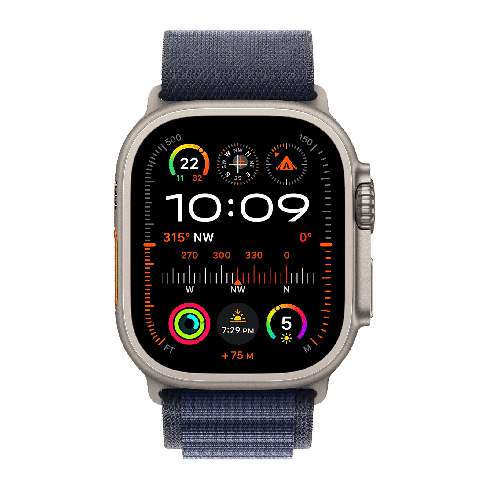 Apple Spandex, Polyester & Natural Titanium Alpine Loop for Apple Watch (44mm / 45mm / 46mm / 49mm, Medium) (Corrosion Resistant, Navy)_3