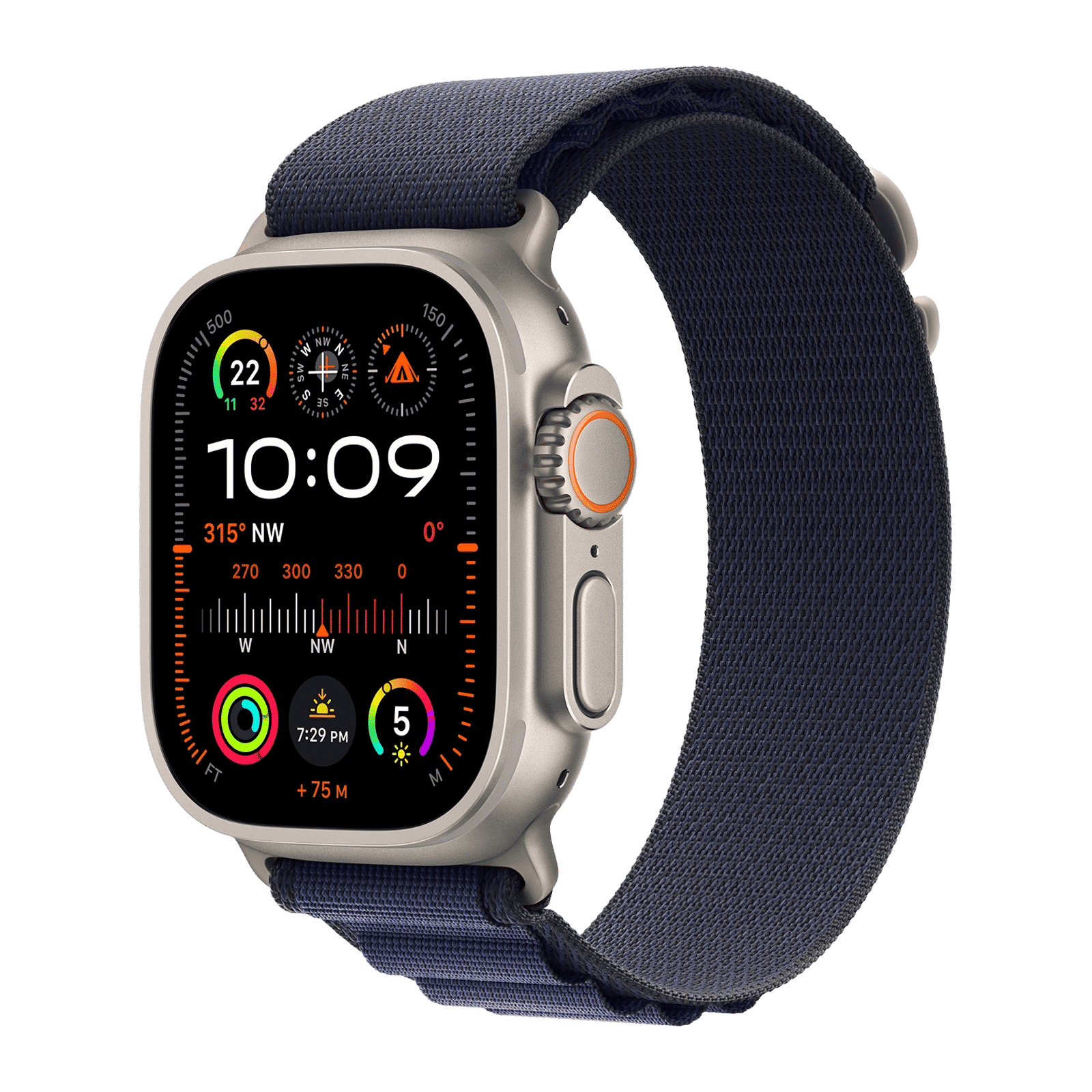 Apple Spandex, Polyester & Natural Titanium Alpine Loop for Apple Watch (44mm / 45mm / 46mm / 49mm, Large) (Corrosion Resistant, Navy)_2