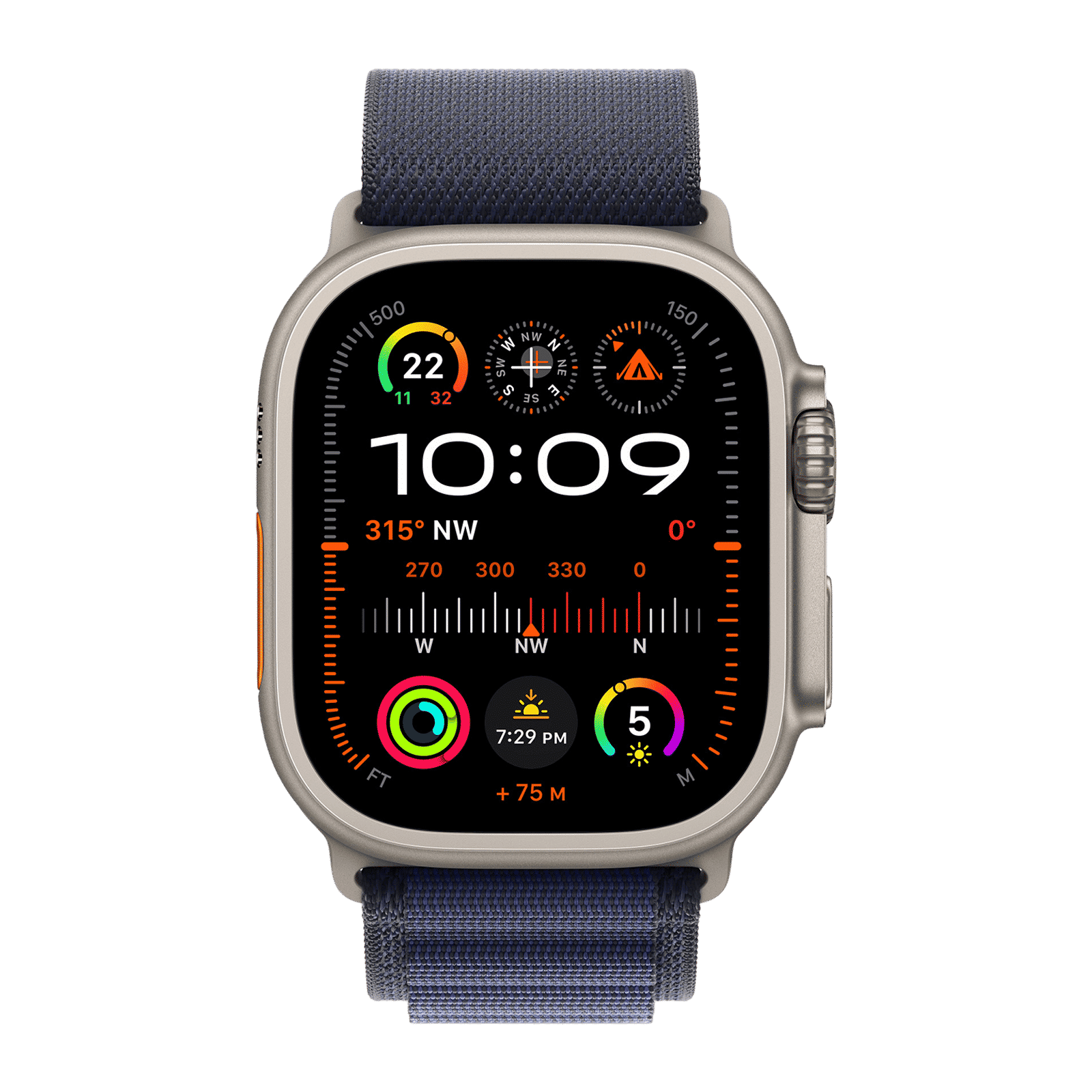 Apple Spandex, Polyester & Natural Titanium Alpine Loop for Apple Watch (44mm / 45mm / 46mm / 49mm, Large) (Corrosion Resistant, Navy)_3