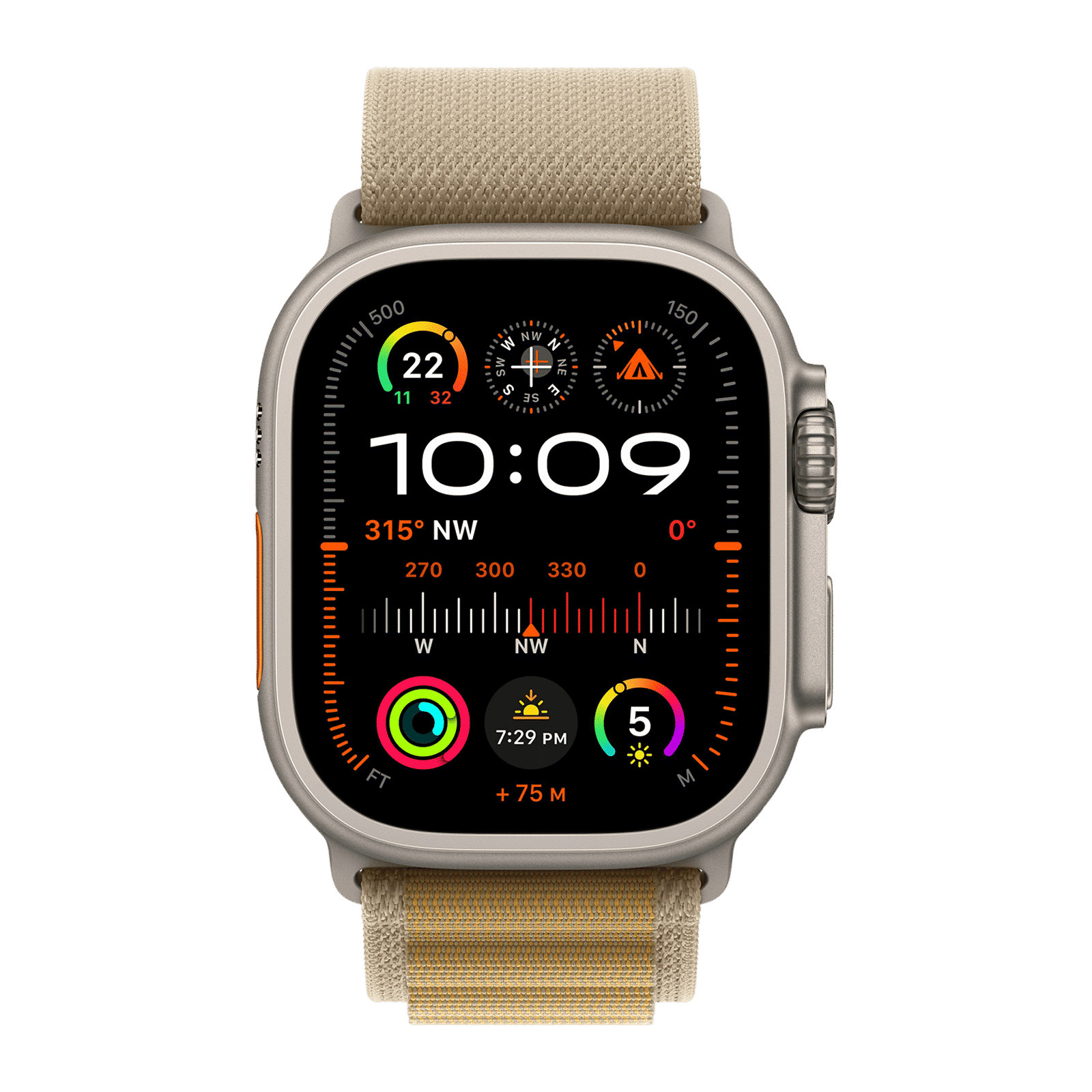 Apple Spandex, Polyester & Natural Titanium Alpine Loop for Apple Watch (44mm / 45mm / 46mm / 49mm, Small) (Corrosion Resistant, Tan)_3