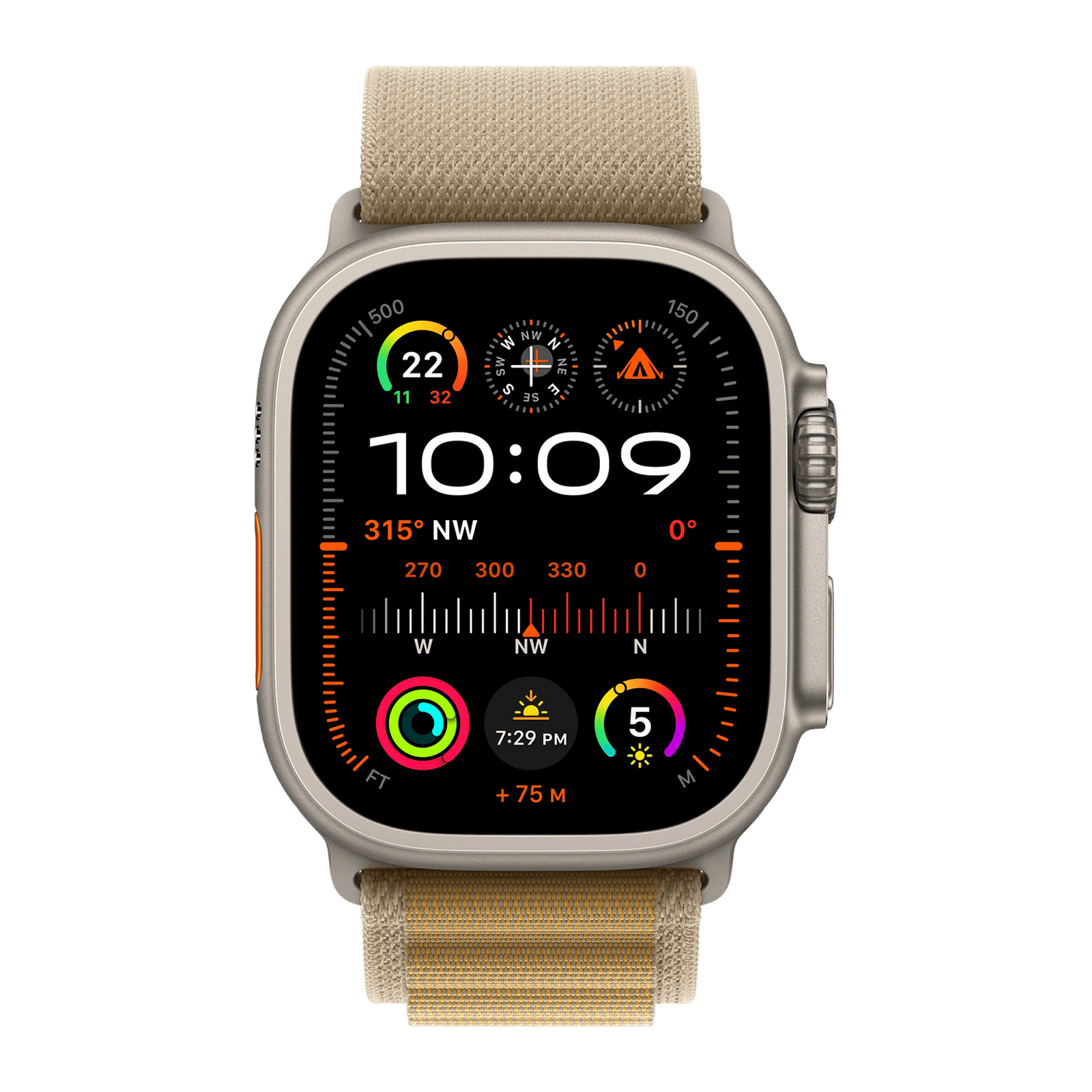 Apple Spandex, Polyester & Natural Titanium Alpine Loop for Apple Watch (44mm / 45mm / 46mm / 49mm, Large) (Corrosion Resistant, Tan)_3