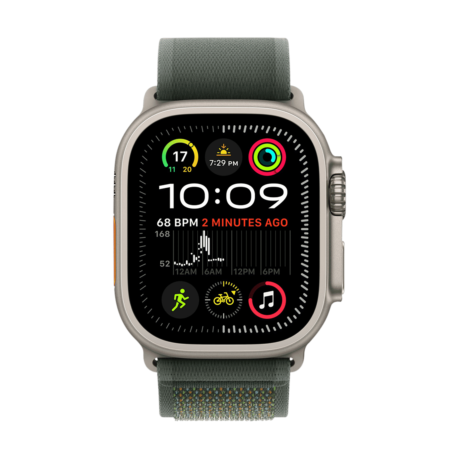 Apple Trail Polyester, Spandex, Nylon & Natural Titanium Trail Loop for Apple Watch (44mm / 45mm / 46mm / 49mm, S/M) (Ultra-Thin, Green)_3