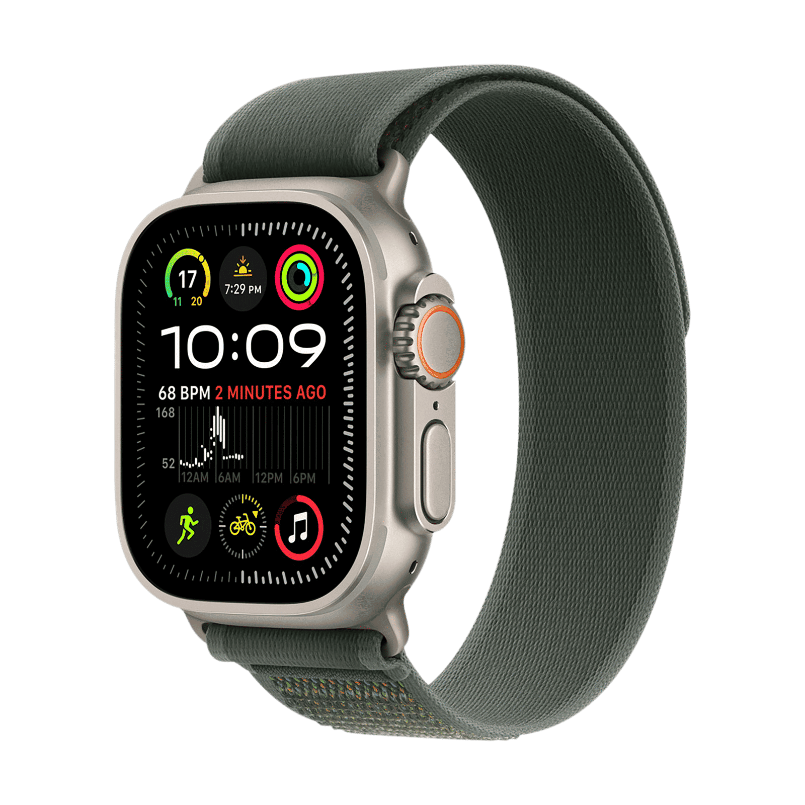 Apple Trail Polyester, Spandex, Nylon & Natural Titanium Trail Loop for Apple Watch (44mm / 45mm / 46mm / 49mm, M/L) (Ultra-Thin, Green)_2