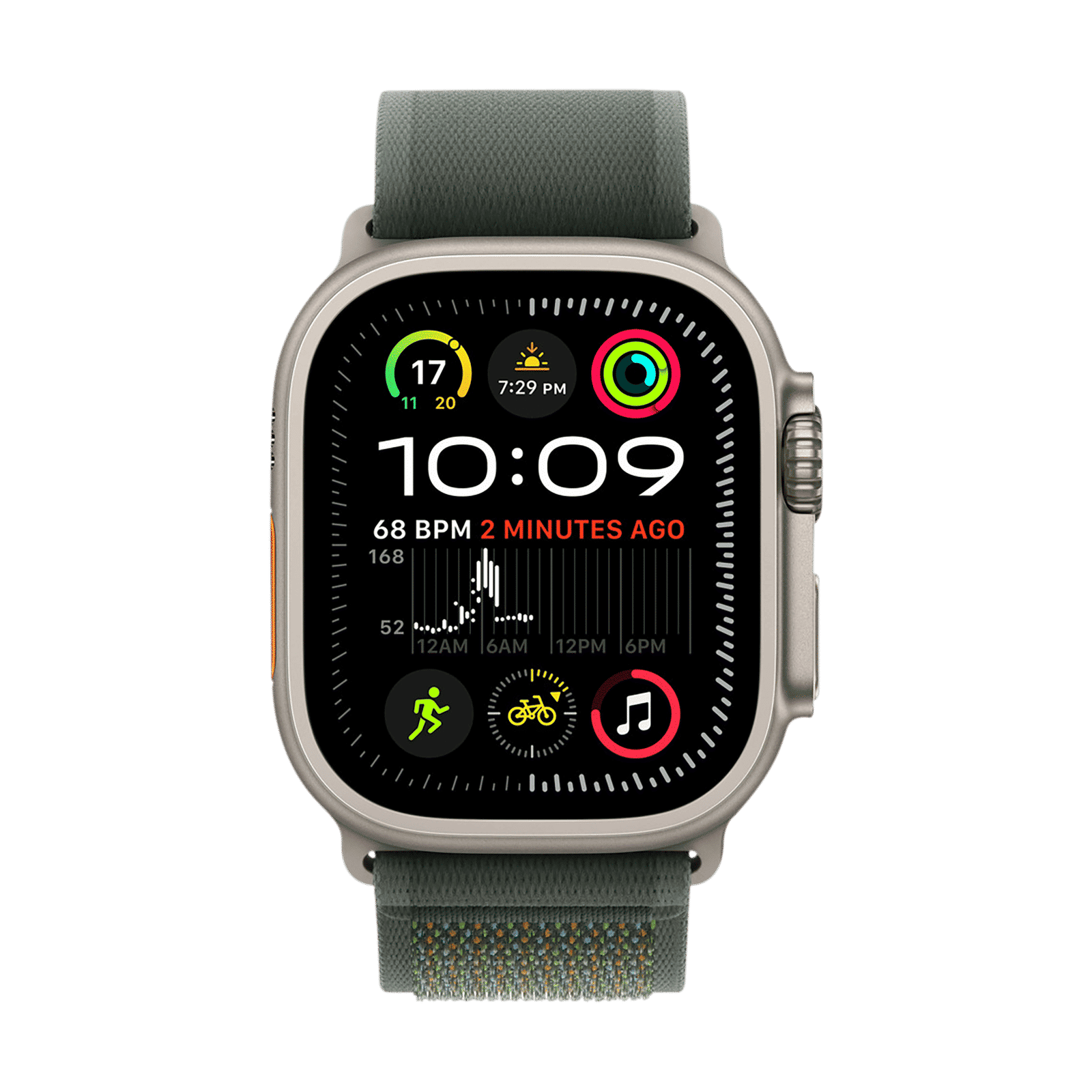 Apple Trail Polyester, Spandex, Nylon & Natural Titanium Trail Loop for Apple Watch (44mm / 45mm / 46mm / 49mm, M/L) (Ultra-Thin, Green)_3