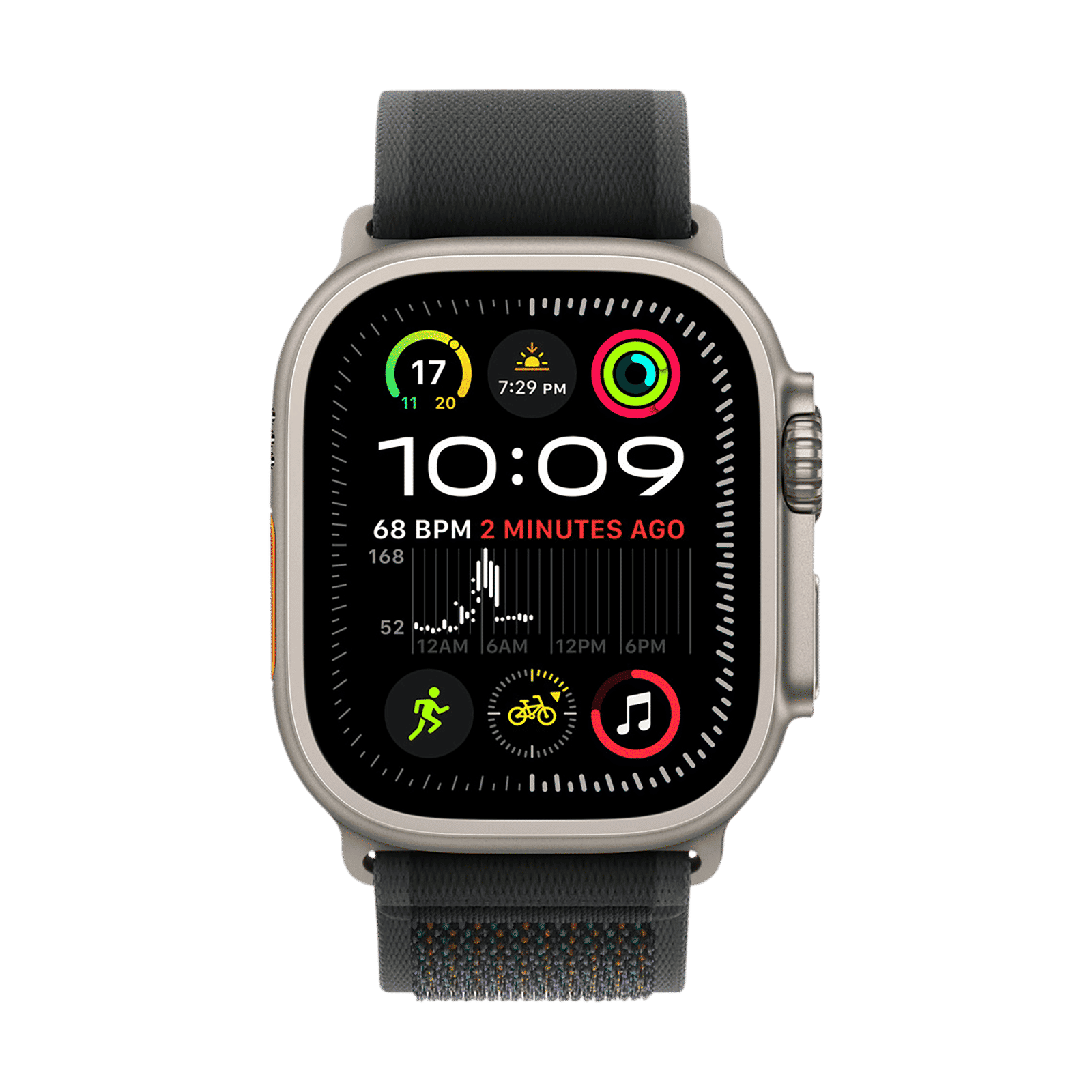 Apple Trail Polyester, Spandex, Nylon & Natural Titanium Trail Loop for Apple Watch (44mm / 45mm / 46mm / 49mm, S/M) (Ultra-Thin, Black)_3