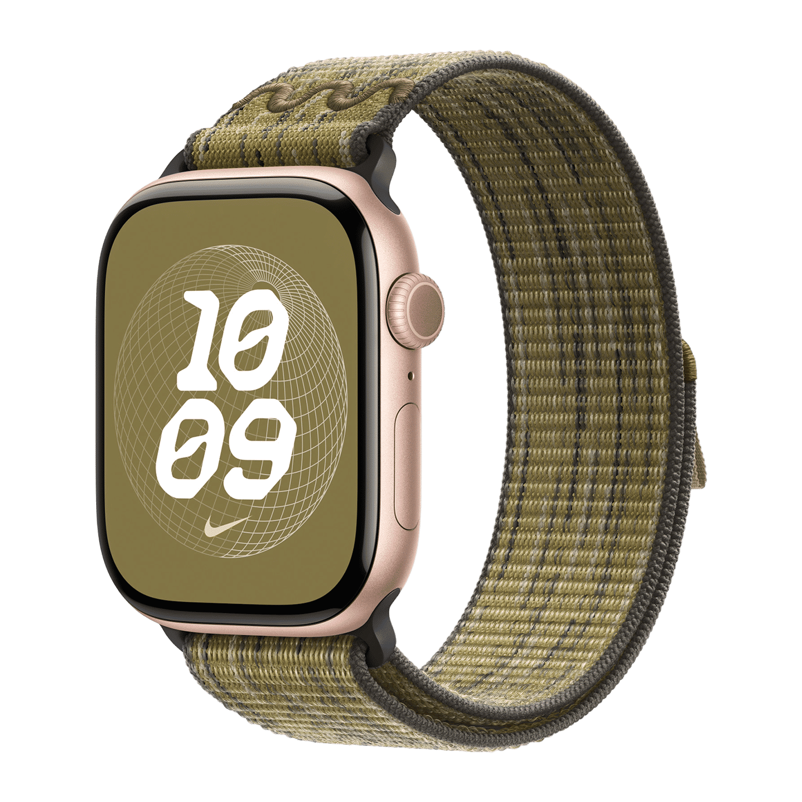 Apple Woven Nylon Nike Sport Loop for Apple Watch (44mm / 45mm / 46mm / 49mm) (Hook-and-Loop Fastener, Green & Grey)_2
