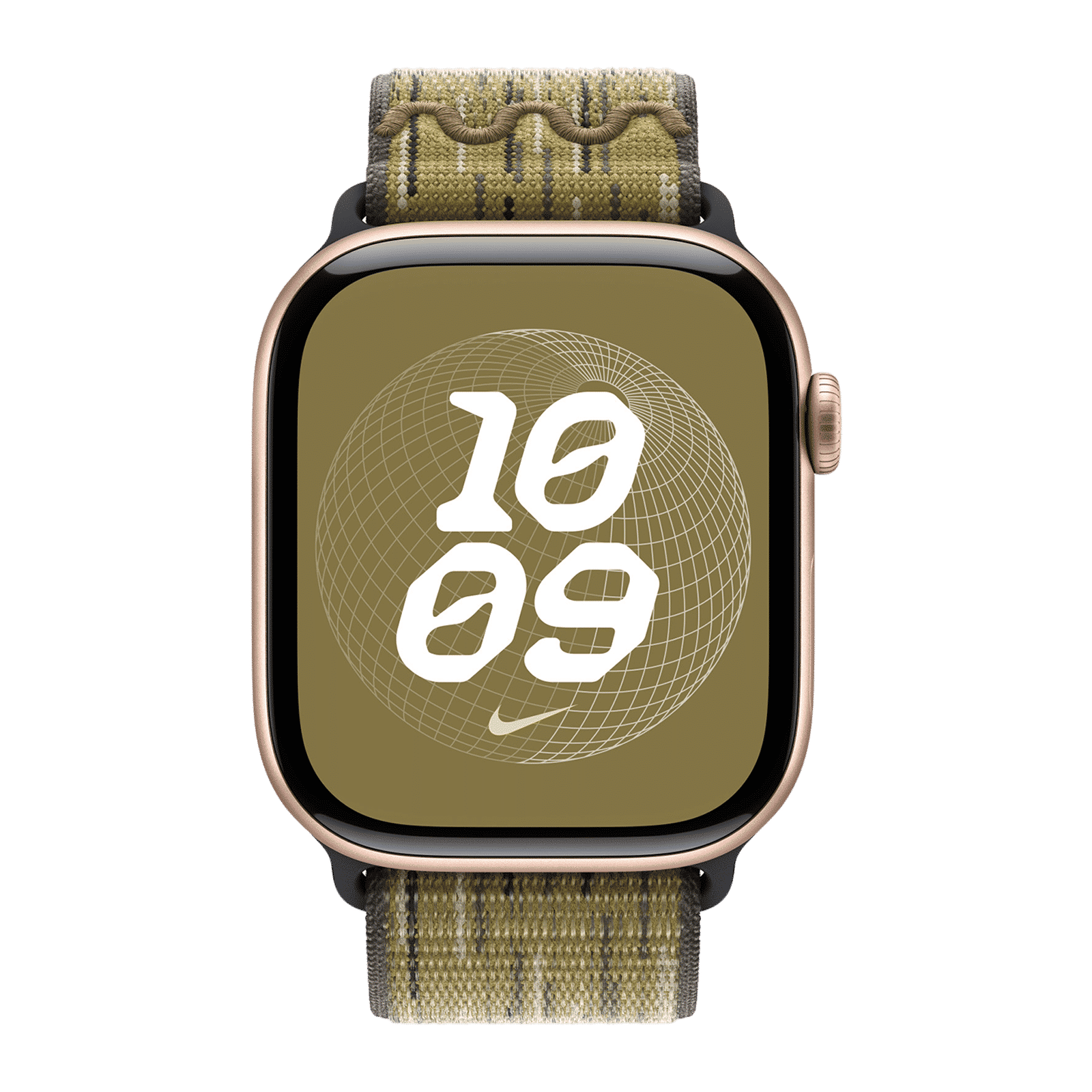 Apple Woven Nylon Nike Sport Loop for Apple Watch (44mm / 45mm / 46mm / 49mm) (Hook-and-Loop Fastener, Green & Grey)_3