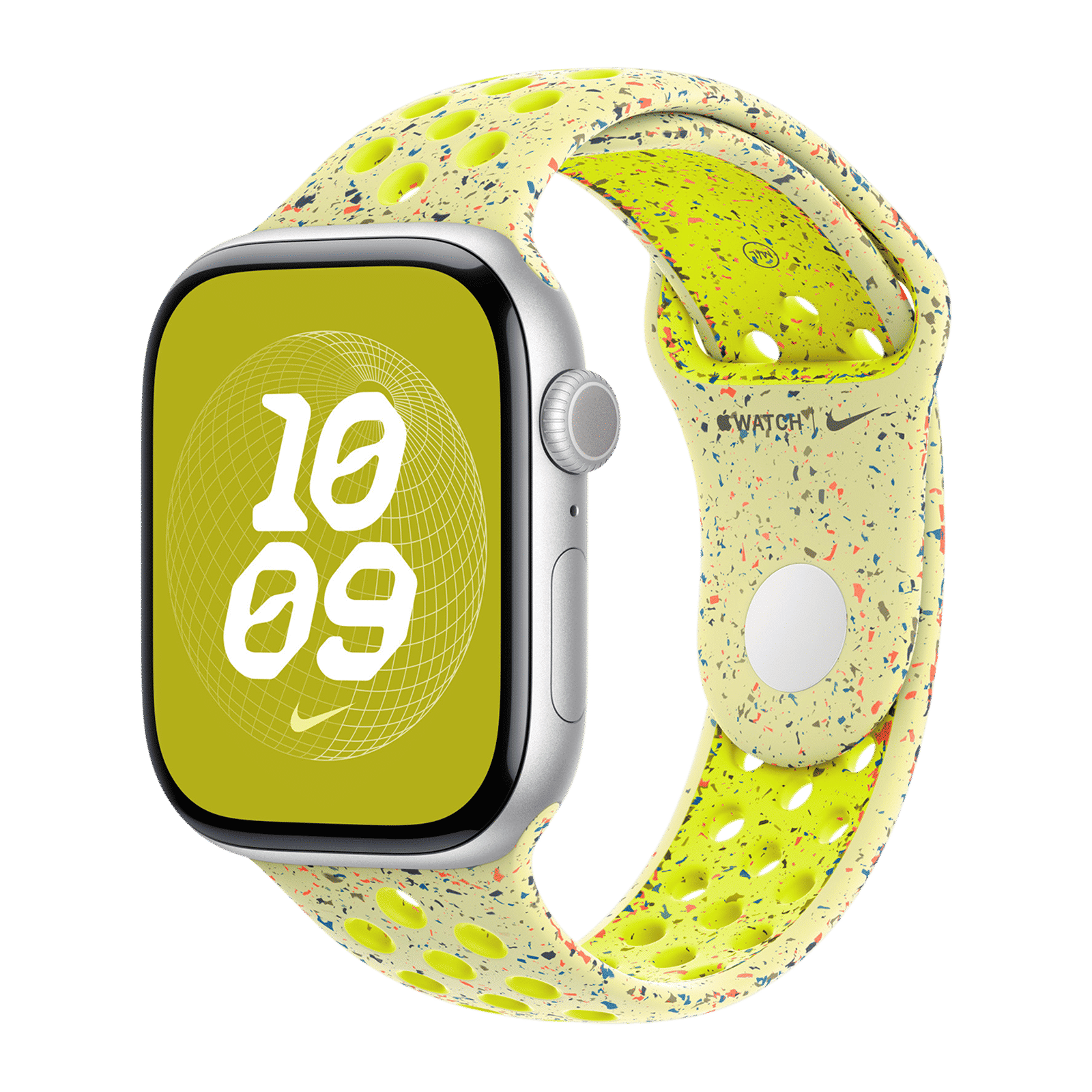 Apple Aluminium & Fluoroelastomer Nike Sport Band for Apple Watch (44mm / 45mm / 46mm / 49mm, M/L) (Durable & Strong, Volt Splash)_2