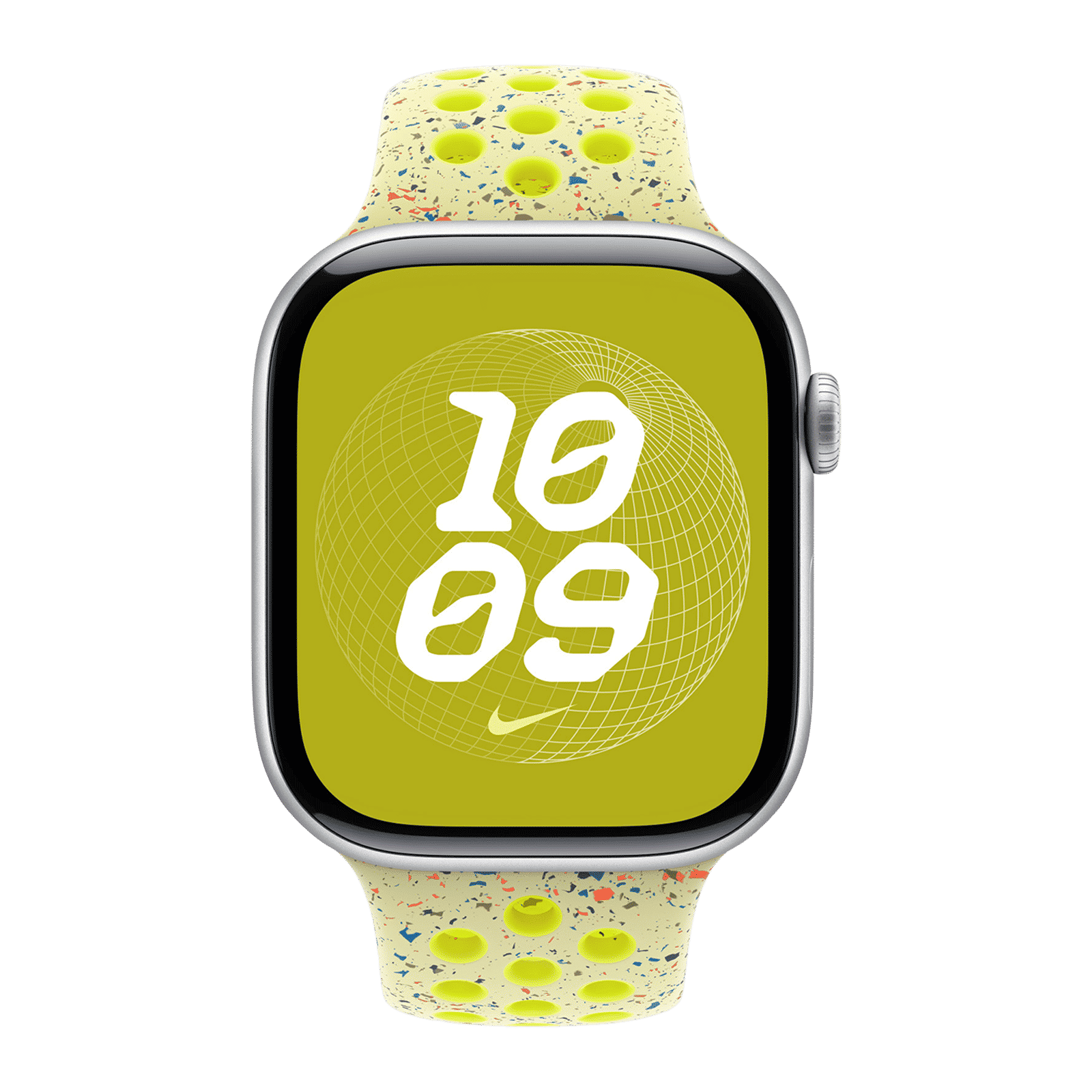 Apple Aluminium & Fluoroelastomer Nike Sport Band for Apple Watch (44mm / 45mm / 46mm / 49mm, M/L) (Durable & Strong, Volt Splash)_3