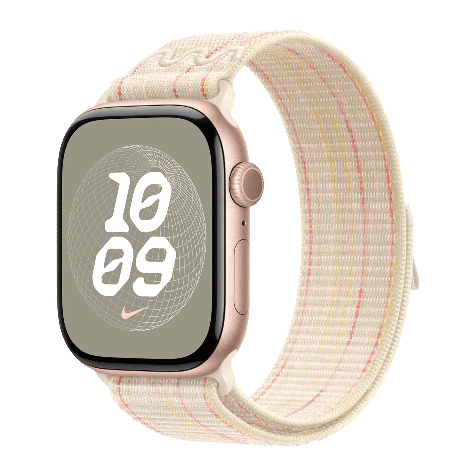 Apple Woven Nylon Nike Sport Loop for Apple Watch (44mm / 45mm / 46mm / 49mm) (Hook-and-Loop Fastener, Starlight & Pink)_2