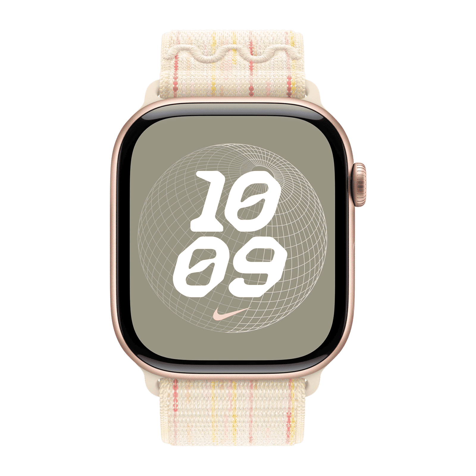 Apple Woven Nylon Nike Sport Loop for Apple Watch (44mm / 45mm / 46mm / 49mm) (Hook-and-Loop Fastener, Starlight & Pink)_3