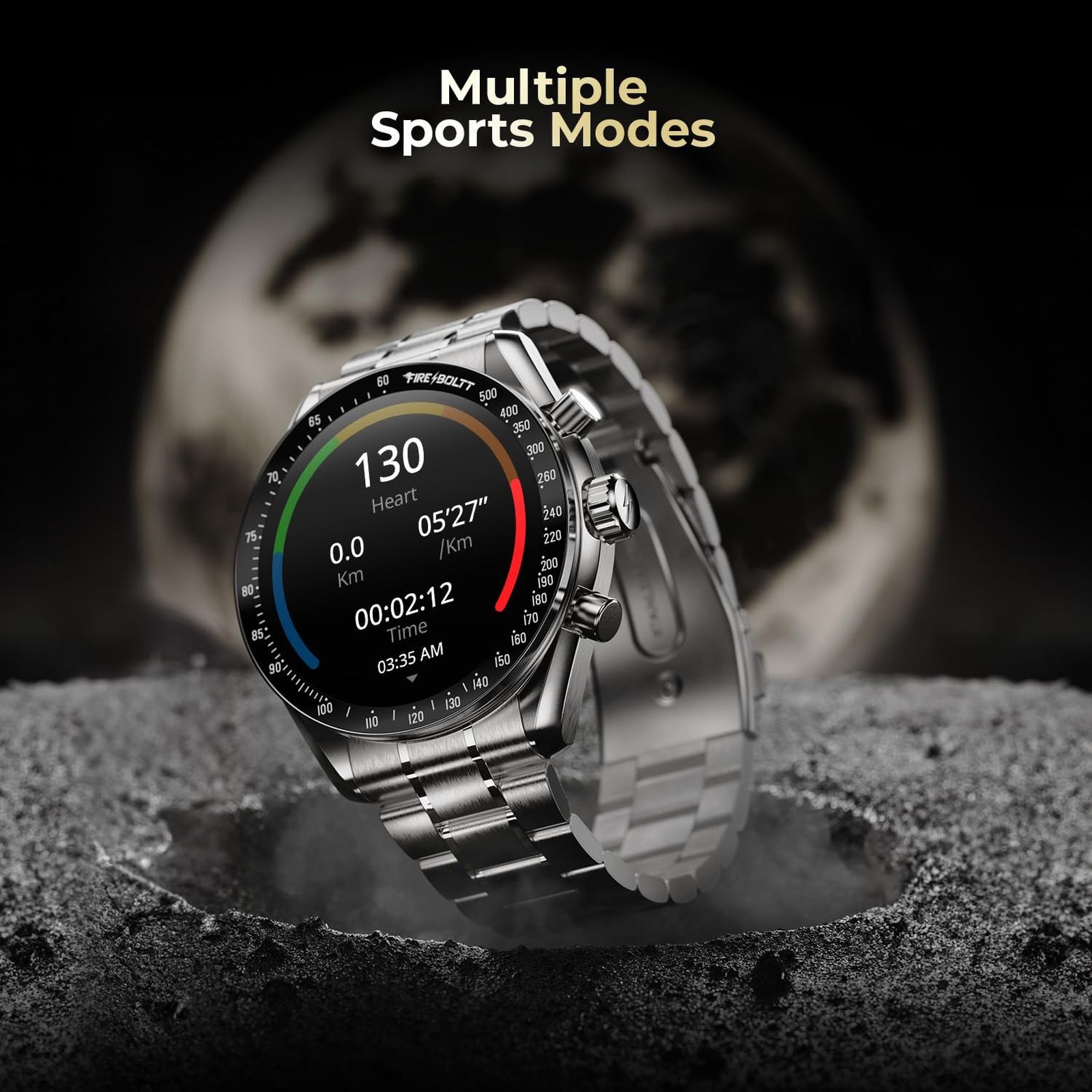 FIRE-BOLTT Moonwatch Smartwatch with Bluetooth Calling (36.3mm AMOLED Display, IP67 Water Resistant, Silver Strap)_6