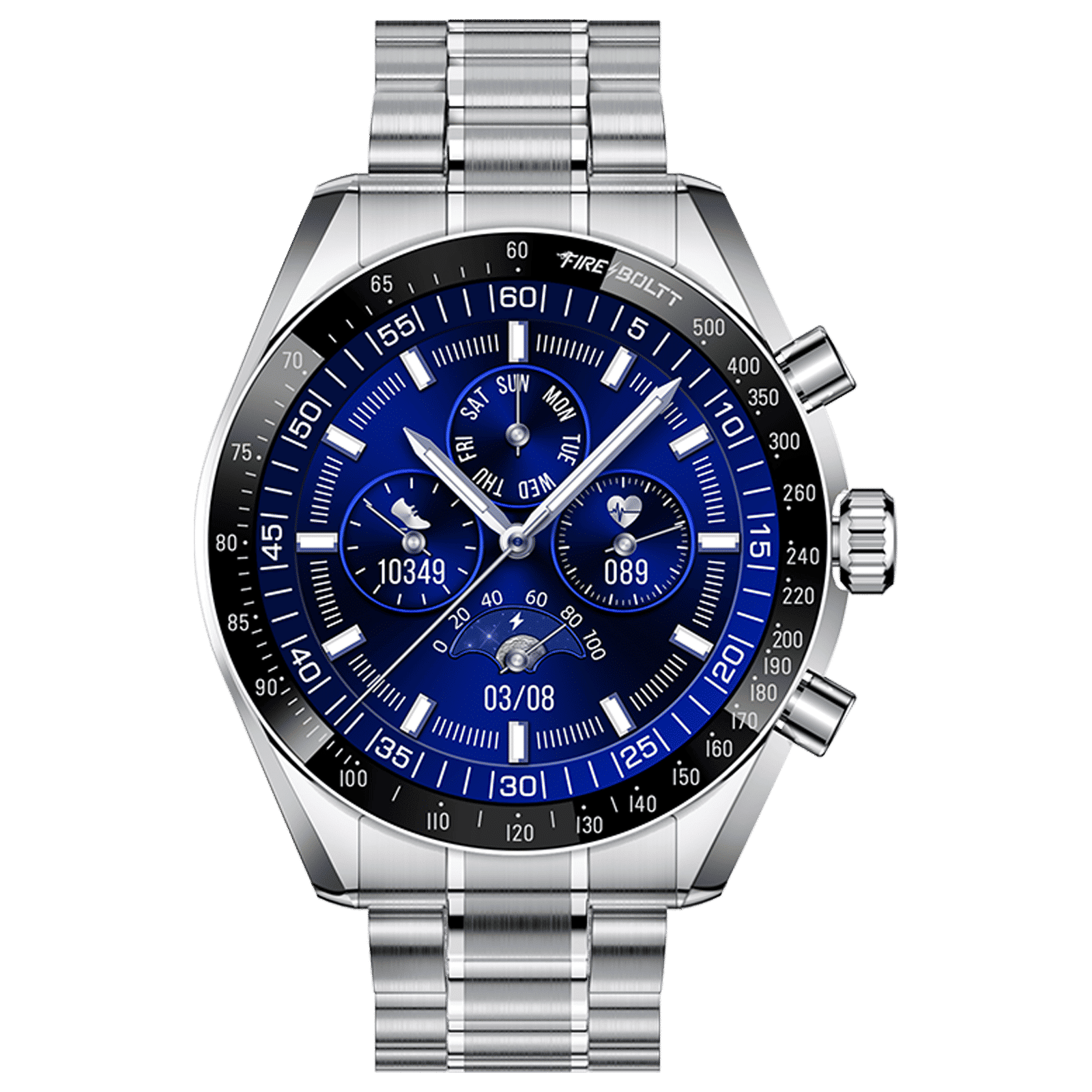 FIRE-BOLTT Moonwatch Smartwatch with Bluetooth Calling (36.3mm AMOLED Display, IP67 Water Resistant, Silver Strap)_1