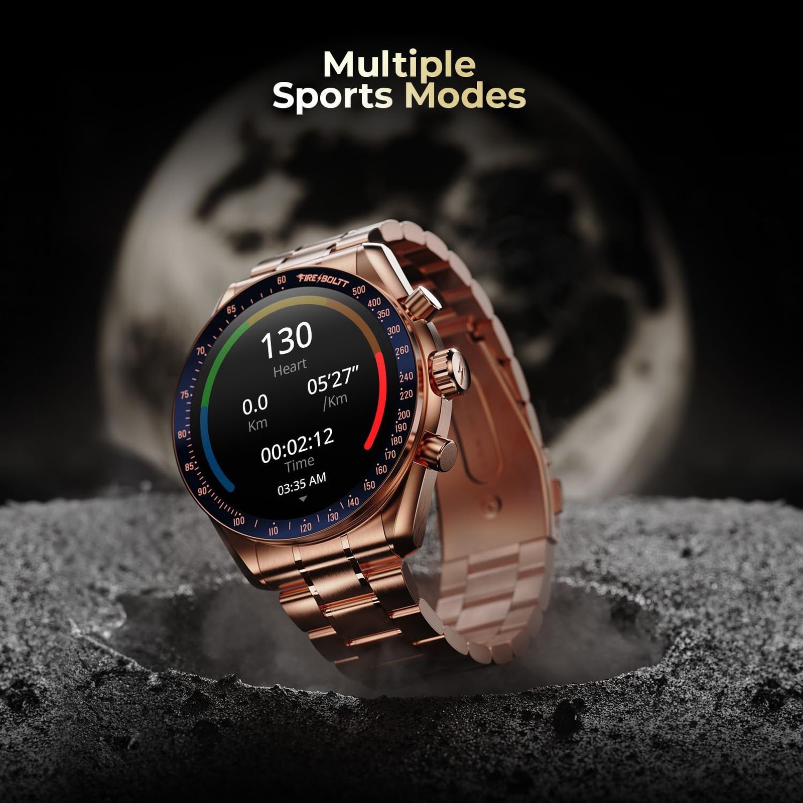 FIRE-BOLTT Moonwatch Smartwatch with Bluetooth Calling (36.3mm AMOLED Display, IP67 Water Resistant, Rose Gold Strap)_6