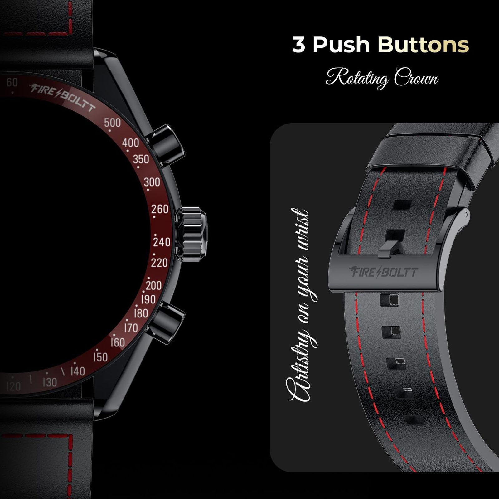 FIRE-BOLTT Moonwatch Smartwatch with Bluetooth Calling (36.3mm AMOLED Display, IP67 Water Resistant, Red & Black Strap)_6