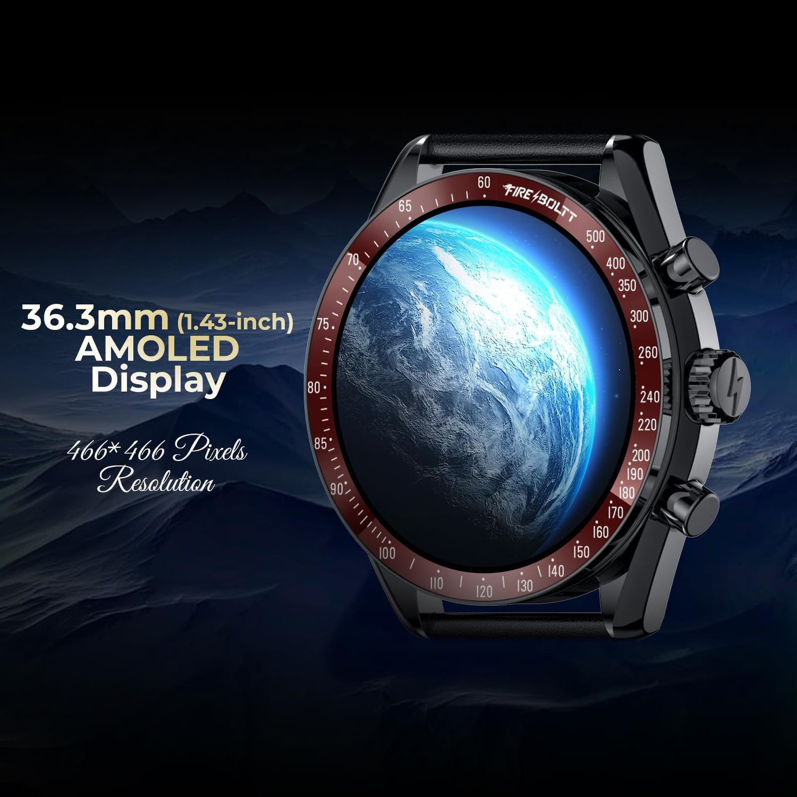 FIRE-BOLTT Moonwatch Smartwatch with Bluetooth Calling (36.3mm AMOLED Display, IP67 Water Resistant, Red & Black Strap)_5