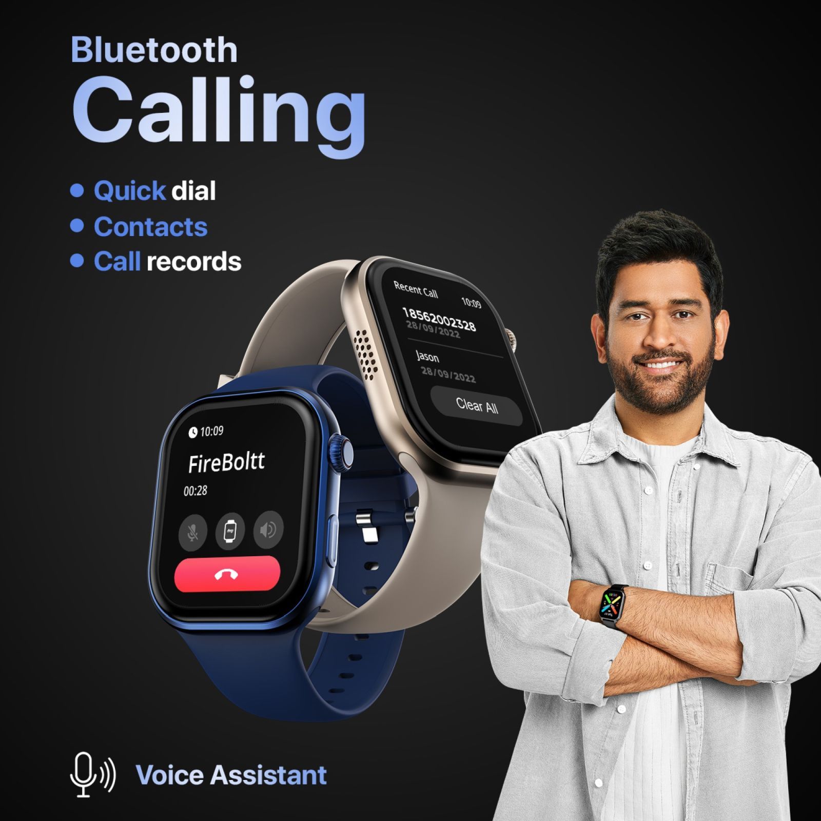 FIRE-BOLTT Brillia Smartwatch with Bluetooth Calling (51.30mm AMOLED Display, IP67 Water Resistant, Blue Strap)_7