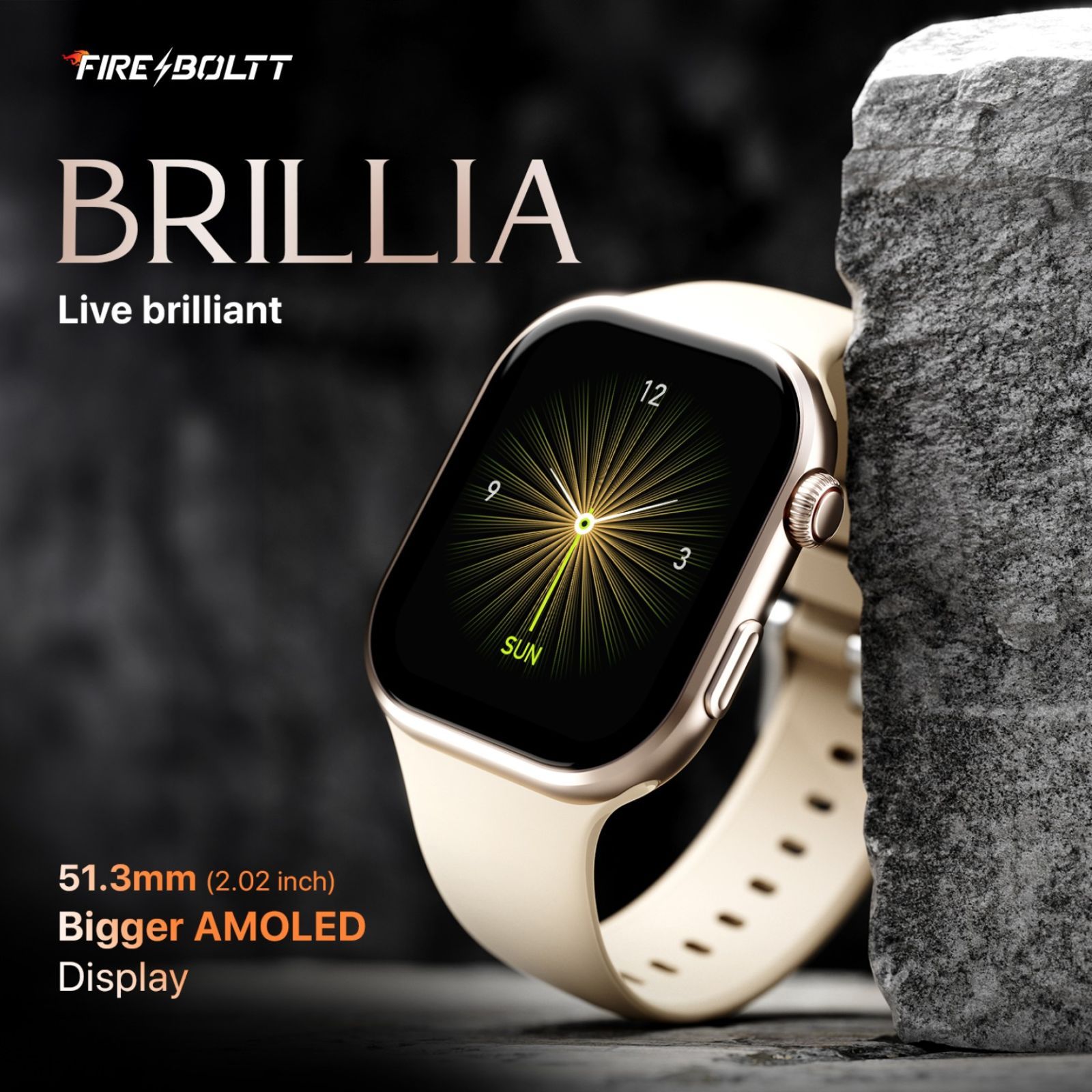 FIRE-BOLTT Brillia Smartwatch with Bluetooth Calling (51.30mm AMOLED Display, IP67 Water Resistant, Champagne Strap)_11