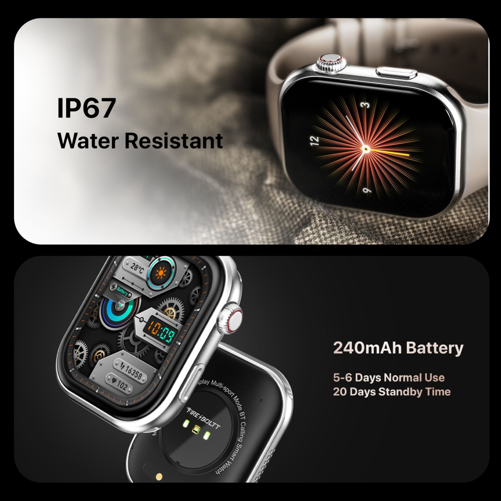 FIRE-BOLTT Brillia Smartwatch with Bluetooth Calling (51.30mm AMOLED Display, IP67 Water Resistant, Starlight Strap)_4