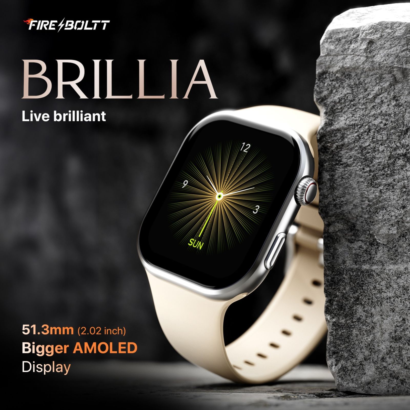 FIRE-BOLTT Brillia Smartwatch with Bluetooth Calling (51.30mm AMOLED Display, IP67 Water Resistant, Starlight Strap)_5