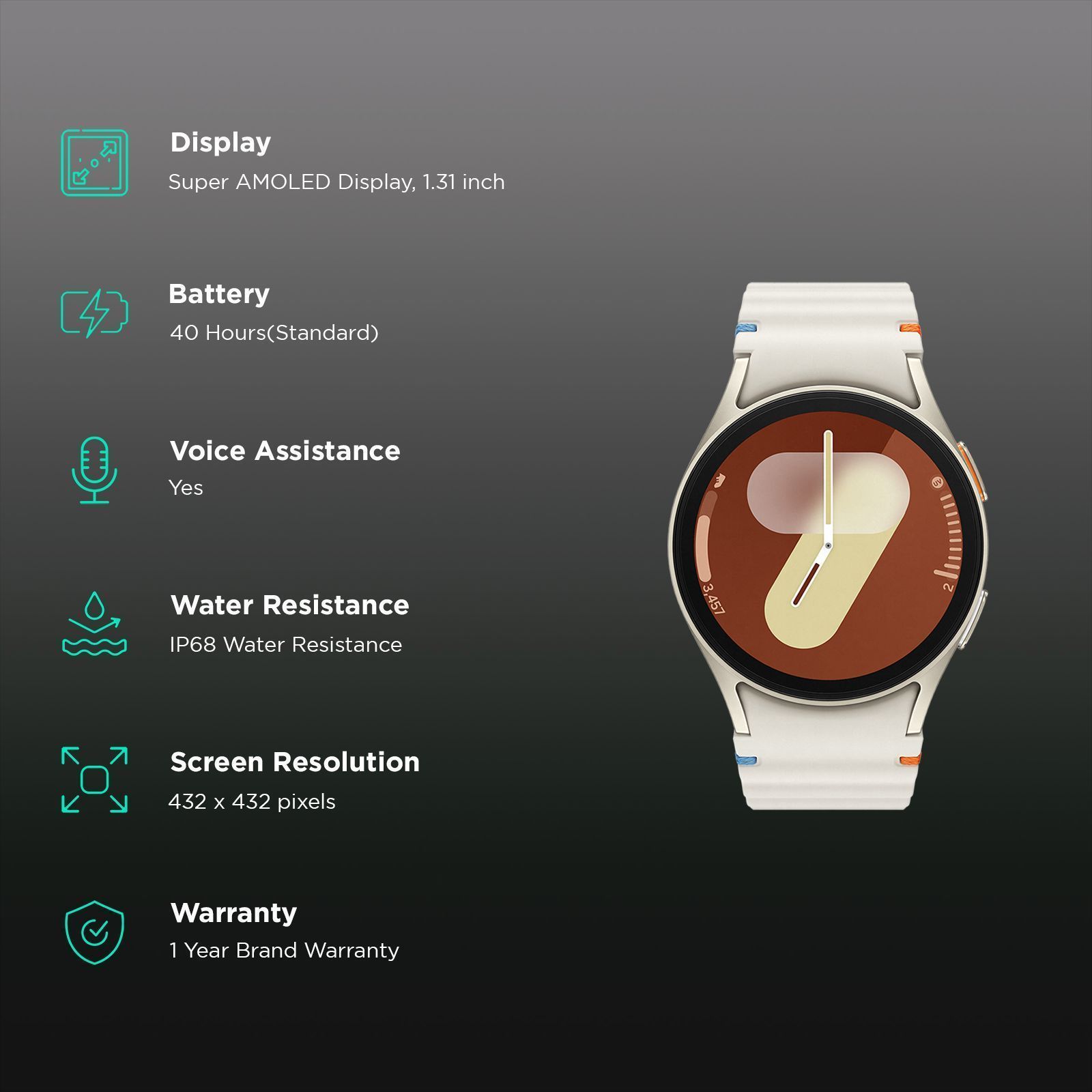 SAMSUNG Galaxy Watch7 Wi-Fi+Bluetooth Wear OS Smartwatch (33.3mm Super AMOLED Display, 3nm Processor, Dual-Frequency GPS, Cream Strap)_3