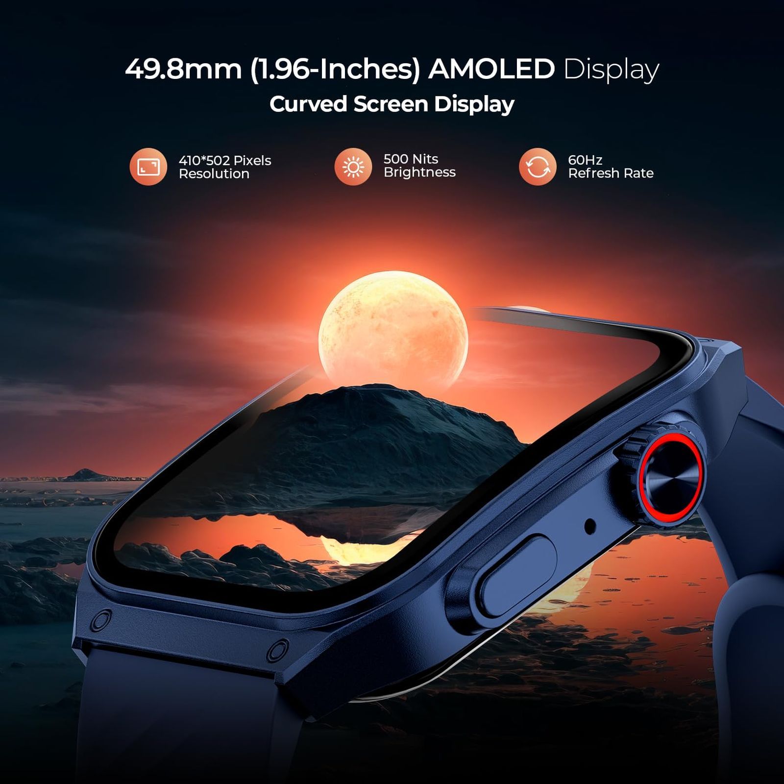 Fire-Boltt ARC Smartwatch with Bluetooth Calling (49.7mm AMOLED Display, IP65 Water Resistant, Midnight Blue Strap)_4