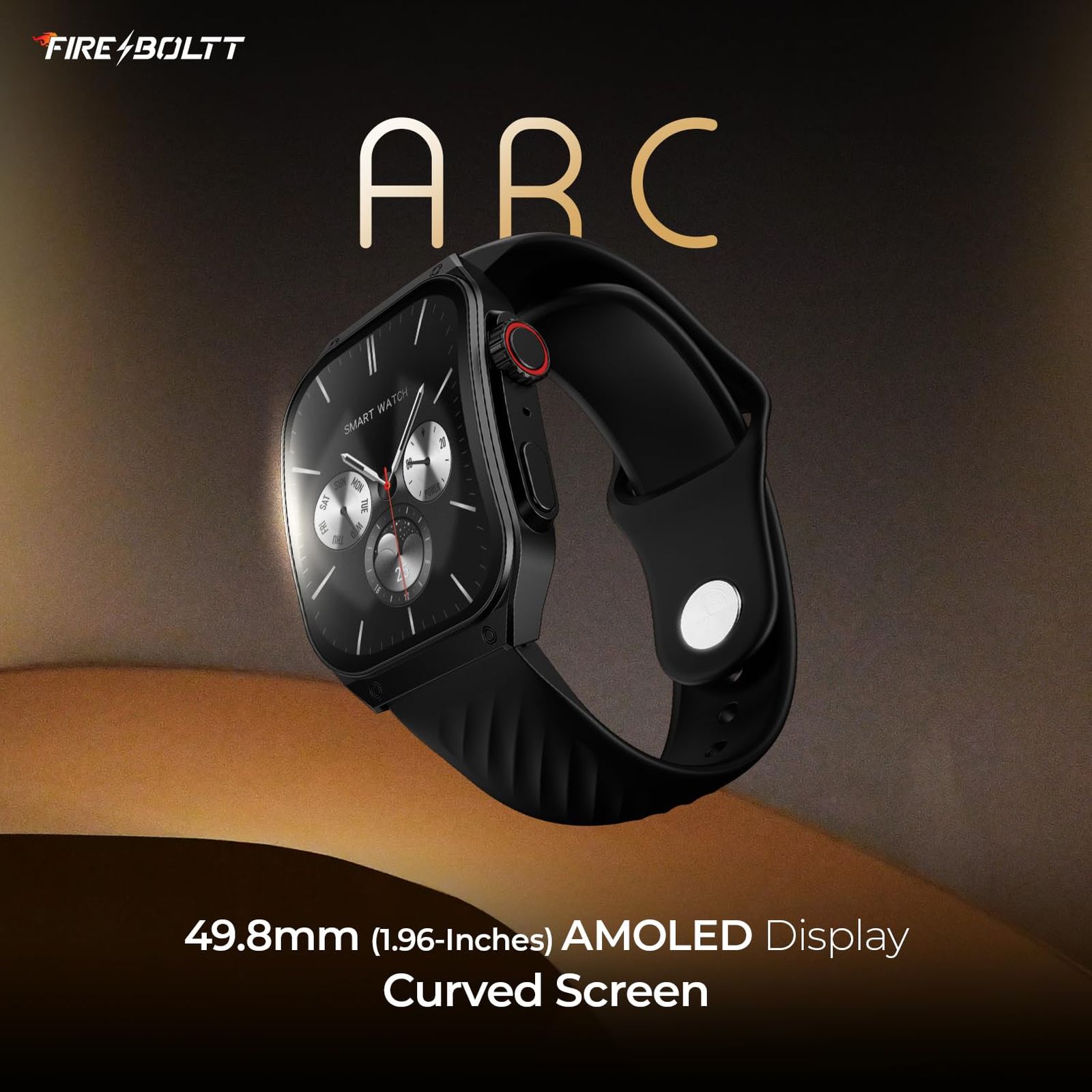 Fire-Boltt ARC Smartwatch with Bluetooth Calling (49.7mm AMOLED Display, IP65 Water Resistant, Black Strap)_3