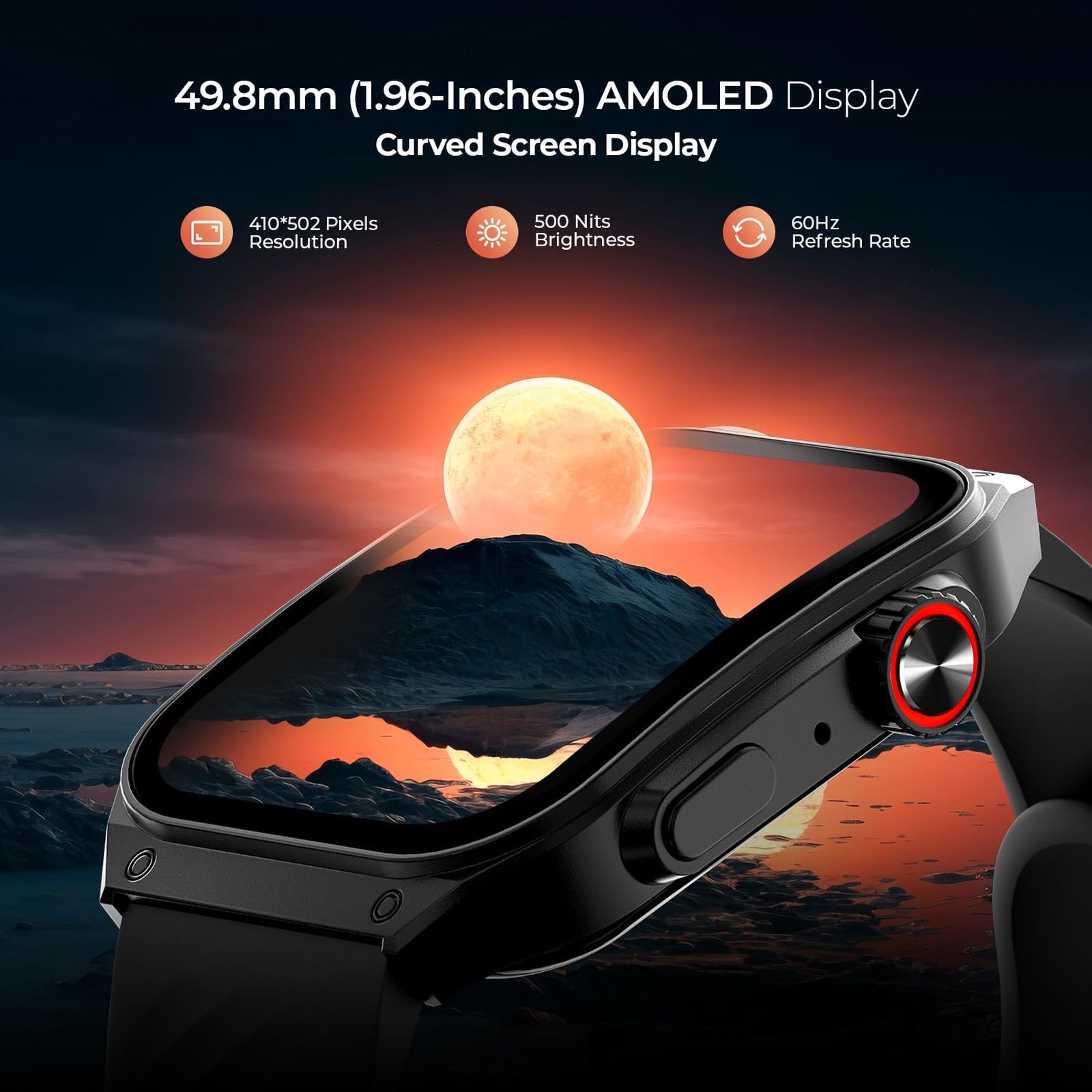 Fire-Boltt ARC Smartwatch with Bluetooth Calling (49.7mm AMOLED Display, IP65 Water Resistant, Black Strap)_4