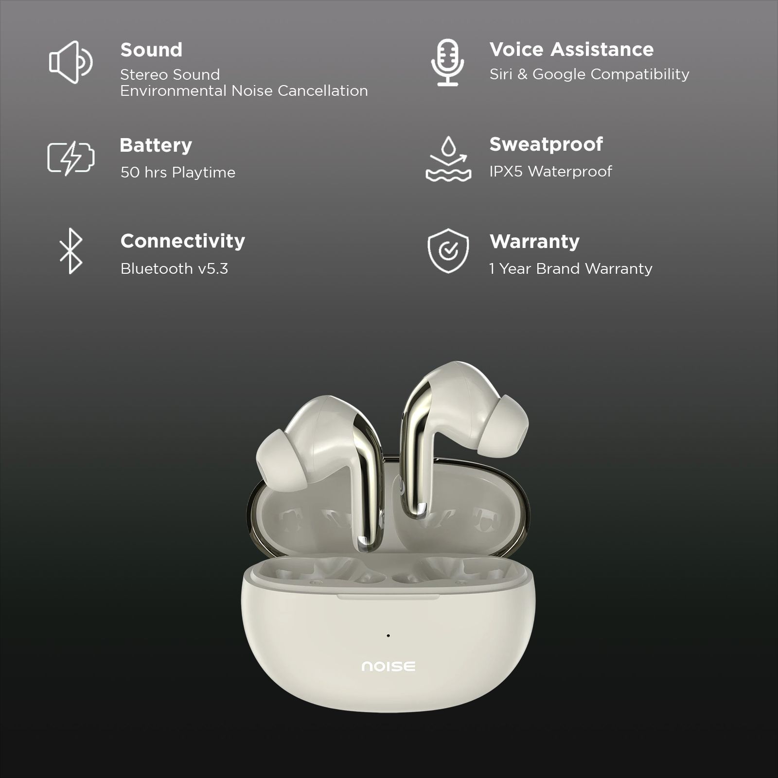 noise Buds Verve 2 TWS Earbuds with Environmental Noise Cancellation (IPX5 Water Resistant, 13mm Driver, Stone Beige)_3