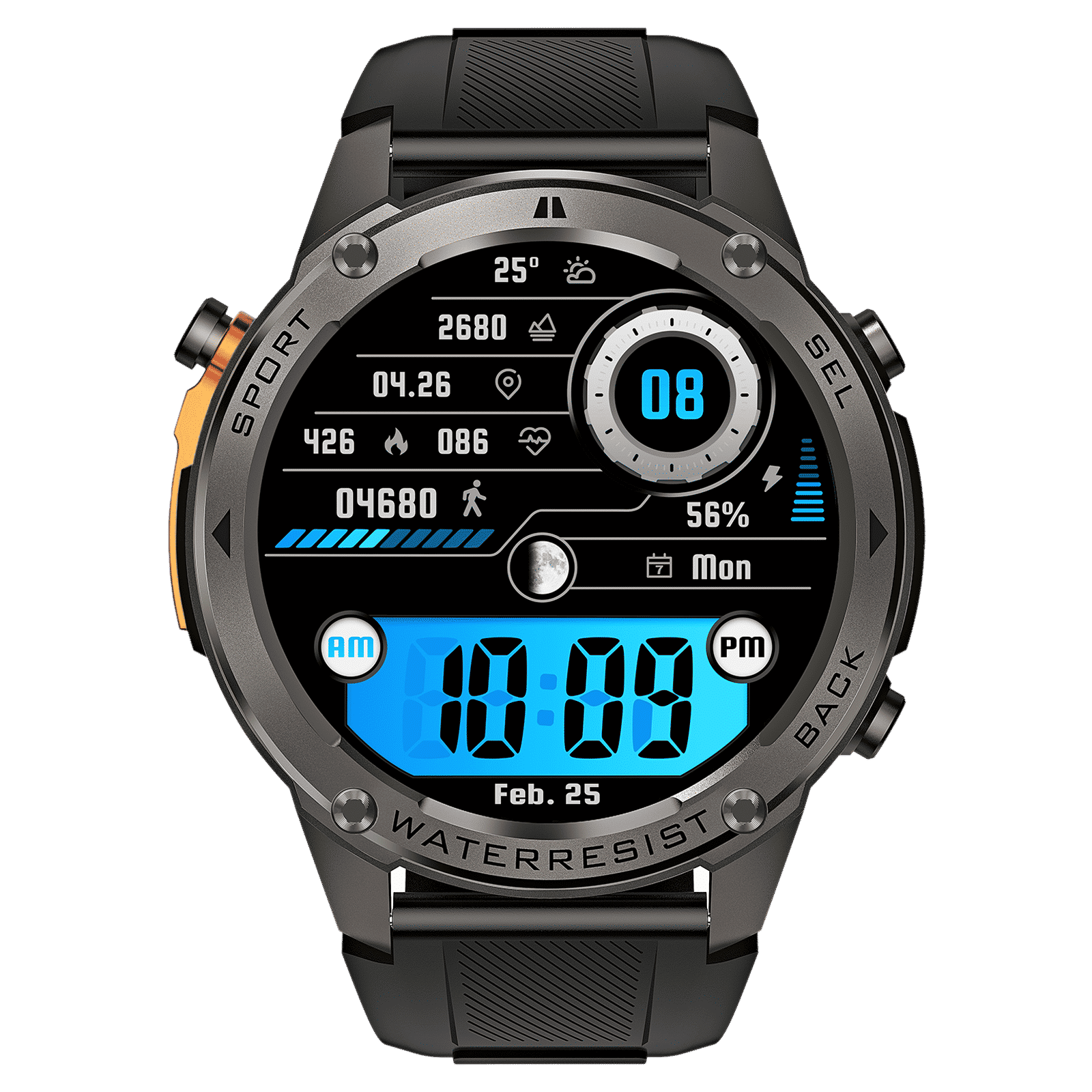 Croma Velocity X1 Smartwatch with Dual Band GPS (36.3mm AMOLED Display, 50M Water Resistant, Black Strap)_1