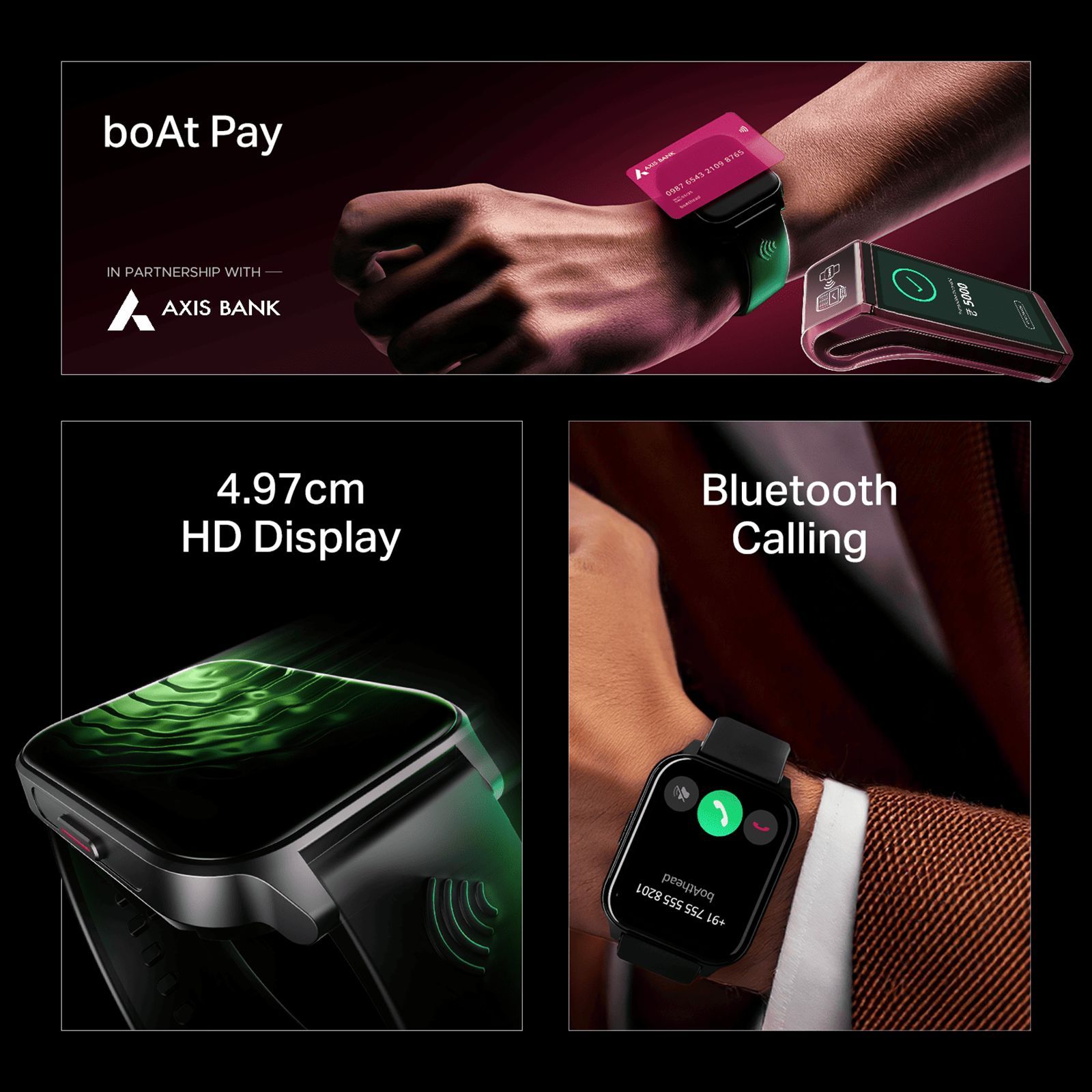 boAt Wave Fortune Smartwatch with Bluetooth Calling (49.7mm HD Display, IP68 Water Resistant, Active Black)_5