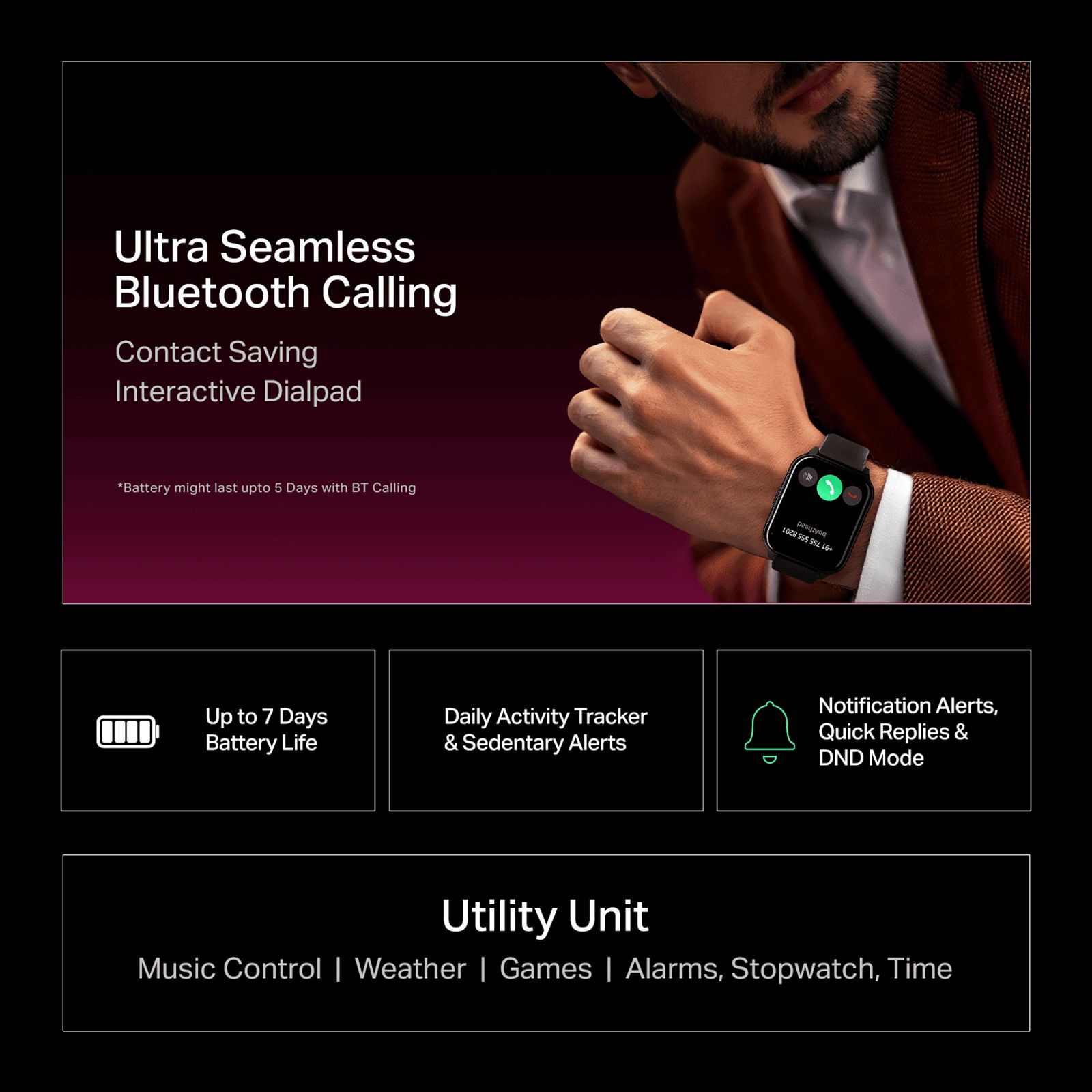 boAt Wave Fortune Smartwatch with Bluetooth Calling (49.7mm HD Display, IP68 Water Resistant, Active Black)_7