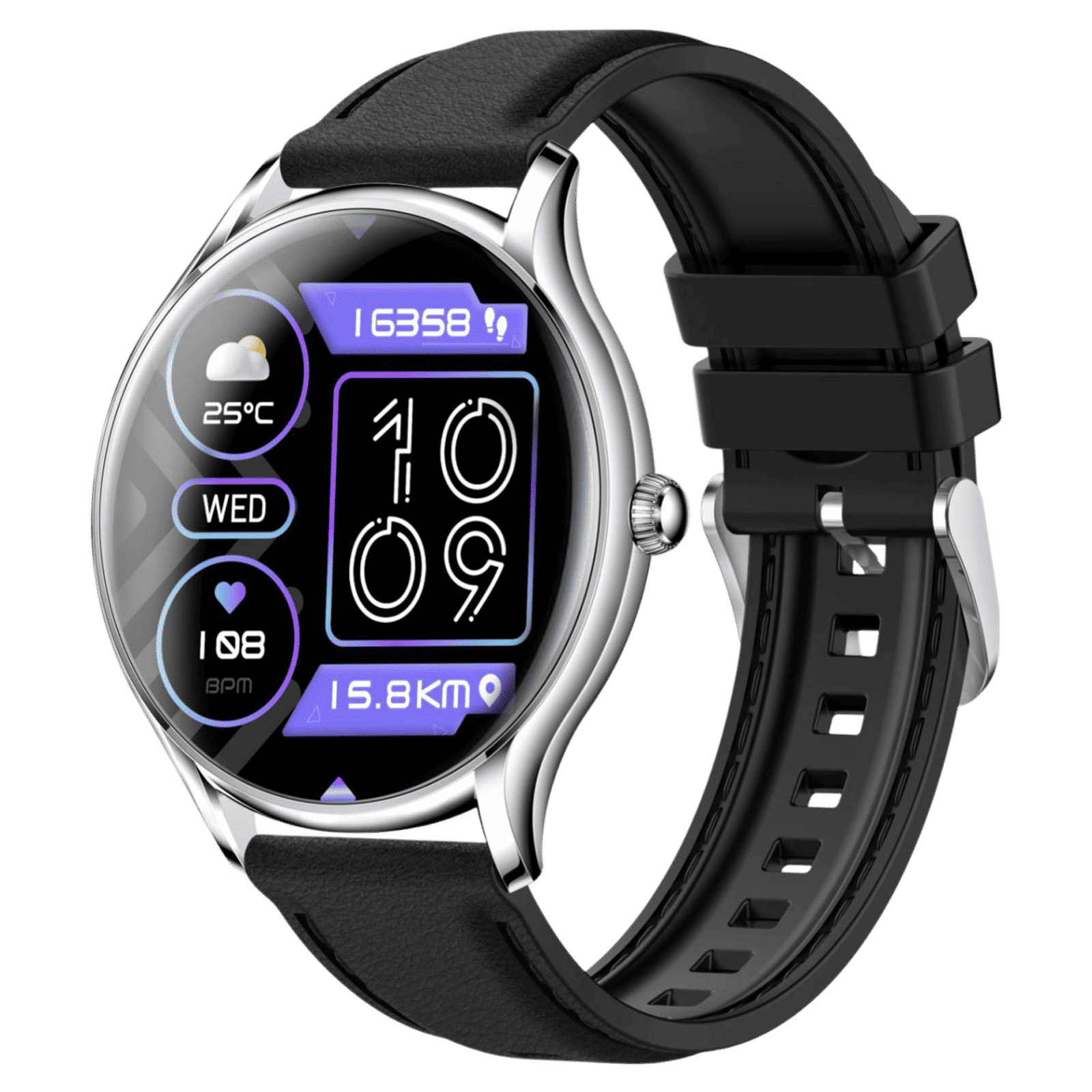 Croma Stride M1 Smartwatch with Bluetooth Calling (36.32mm AMOLED Display, IP67 Water Resistant, Black & Silver Strap) Croma Stride M1 Smartwatch with Bluetooth Calling (36.32mm AMOLED Display, IP67 Water Resistant, Black & Silver Strap)_1