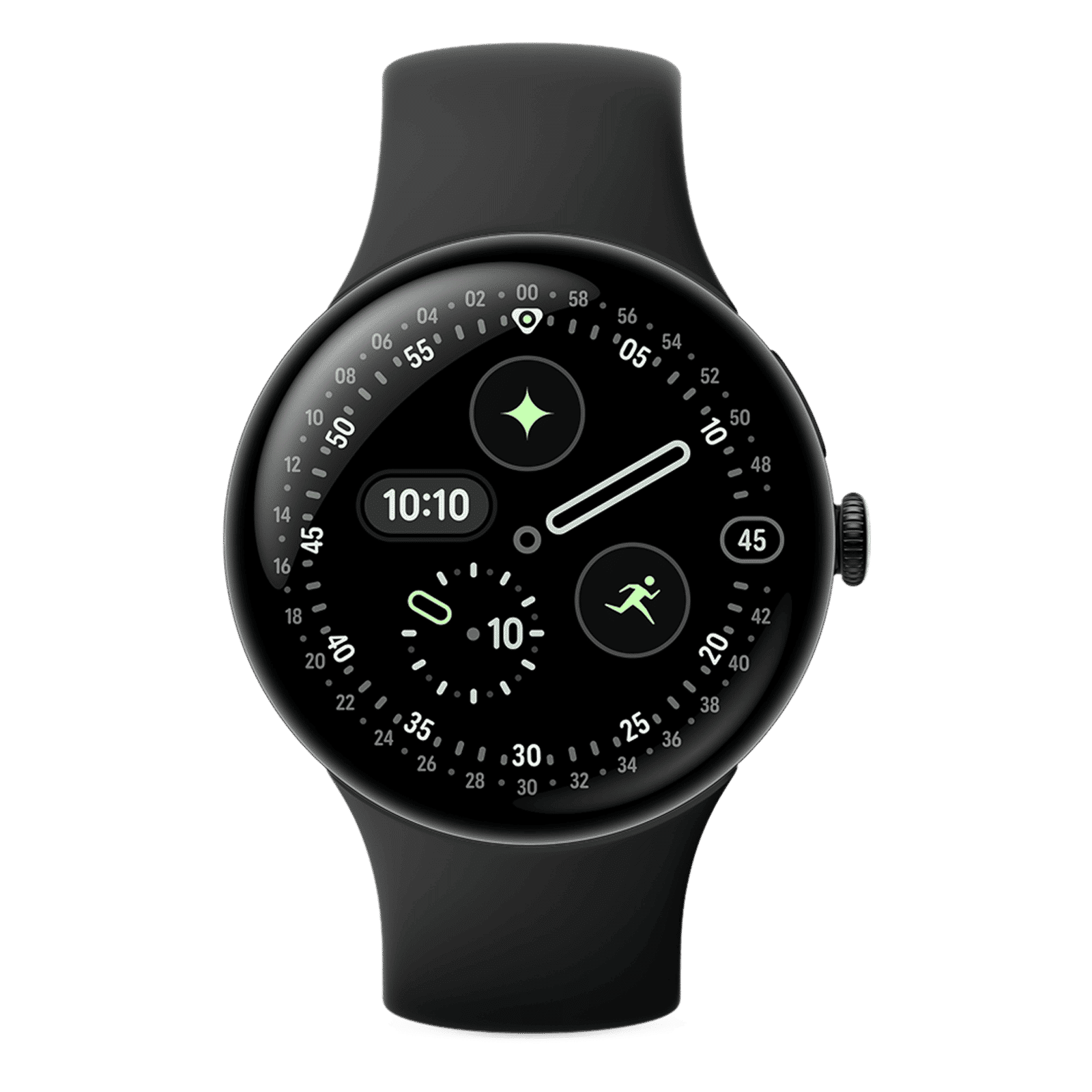 Google Pixel Watch 4 Wi-Fi+Bluetooth Wear OS 6.0 Smartwatch (45mm AMOLED LTPO Display, Qualcomm Snapdragon W5 Gen 2 Cortex-M55, Health Tracking Insights, Obsidian Active Band)_1