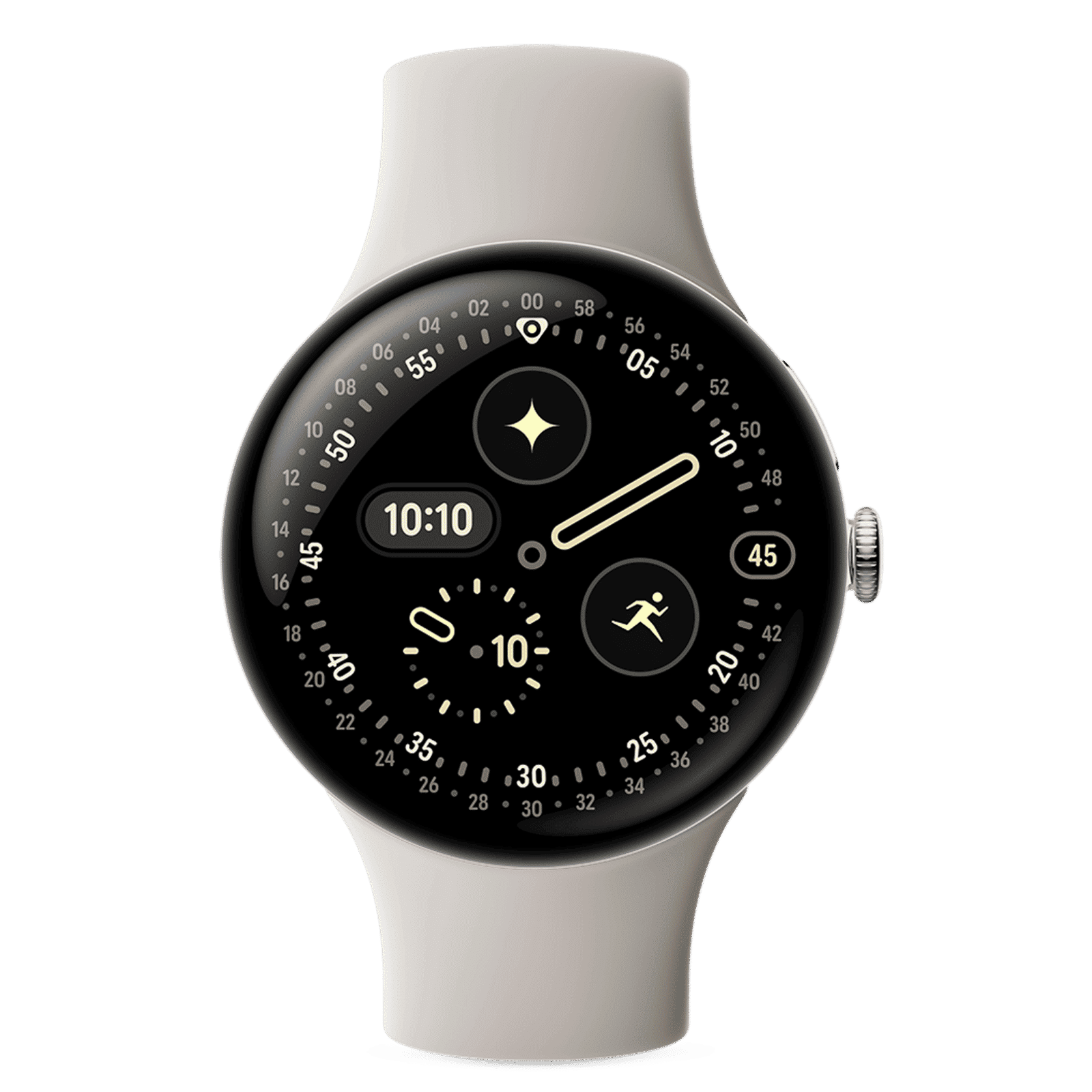 Google Pixel Watch 4 Wi-Fi+Bluetooth Wear OS 6.0 Smartwatch (45mm AMOLED LTPO Display, Qualcomm Snapdragon W5 Gen 2 Cortex-M55, Health Tracking Insights, Porcelain Active Band)_1