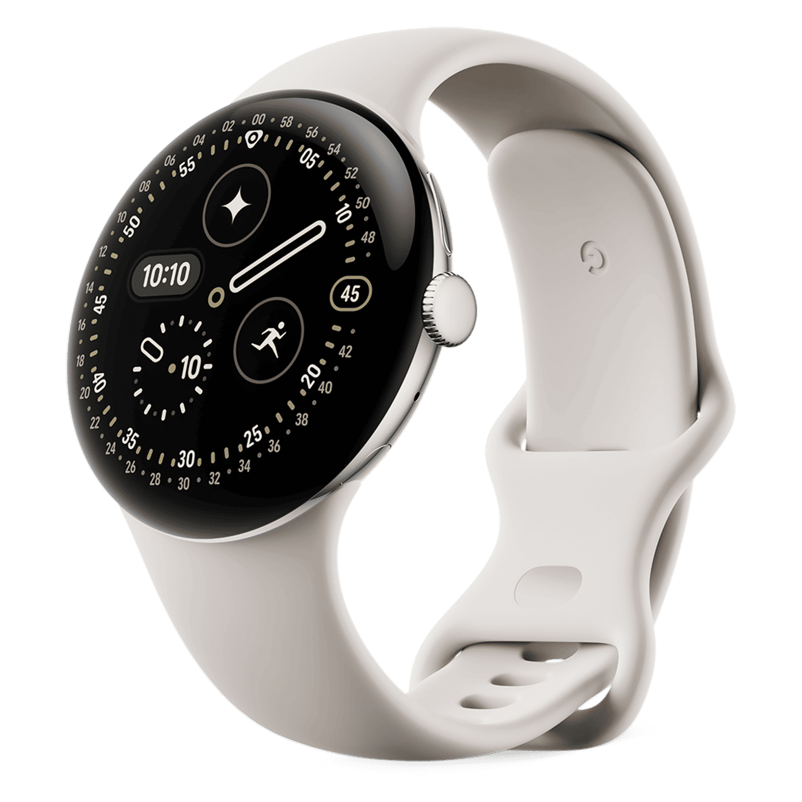 Google Pixel Watch 4 Wi-Fi+Bluetooth Wear OS 6.0 Smartwatch (45mm AMOLED LTPO Display, Qualcomm Snapdragon W5 Gen 2 Cortex-M55, Health Tracking Insights, Porcelain Active Band)_3