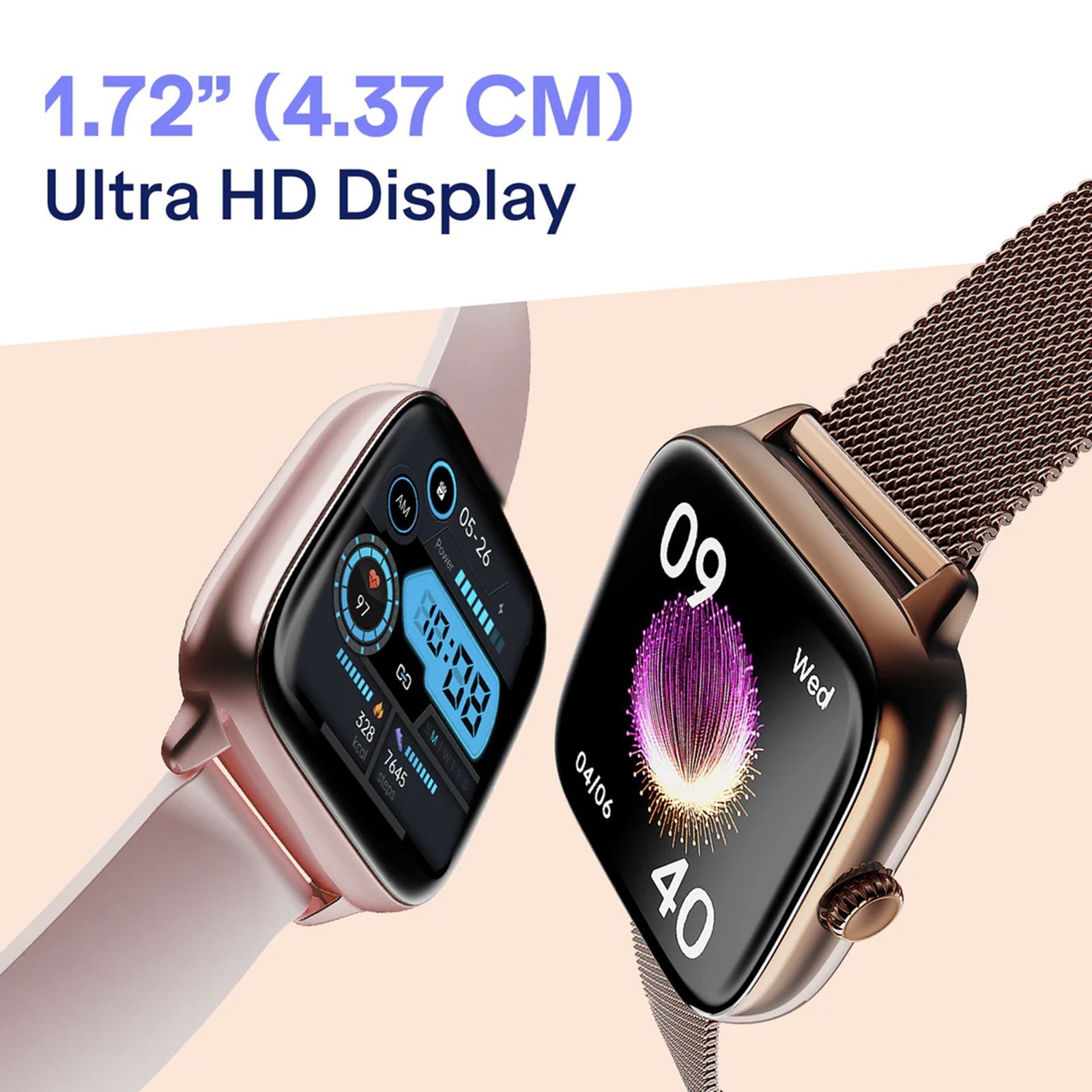 boAt Storm Verge Smartwatch with Bluetooth Calling (43.7mm Ultra HD Display, IP68 Dust, Sweat & Splash Resistance, Rose Gold Strap)_3