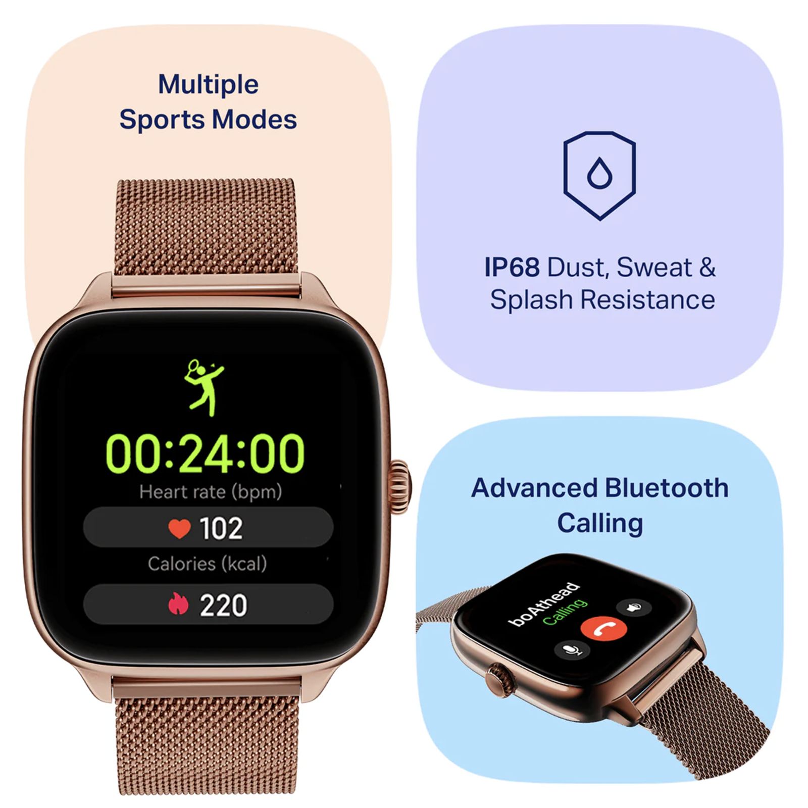 boAt Storm Verge Smartwatch with Bluetooth Calling (43.7mm Ultra HD Display, IP68 Dust, Sweat & Splash Resistance, Rose Gold Strap)_5