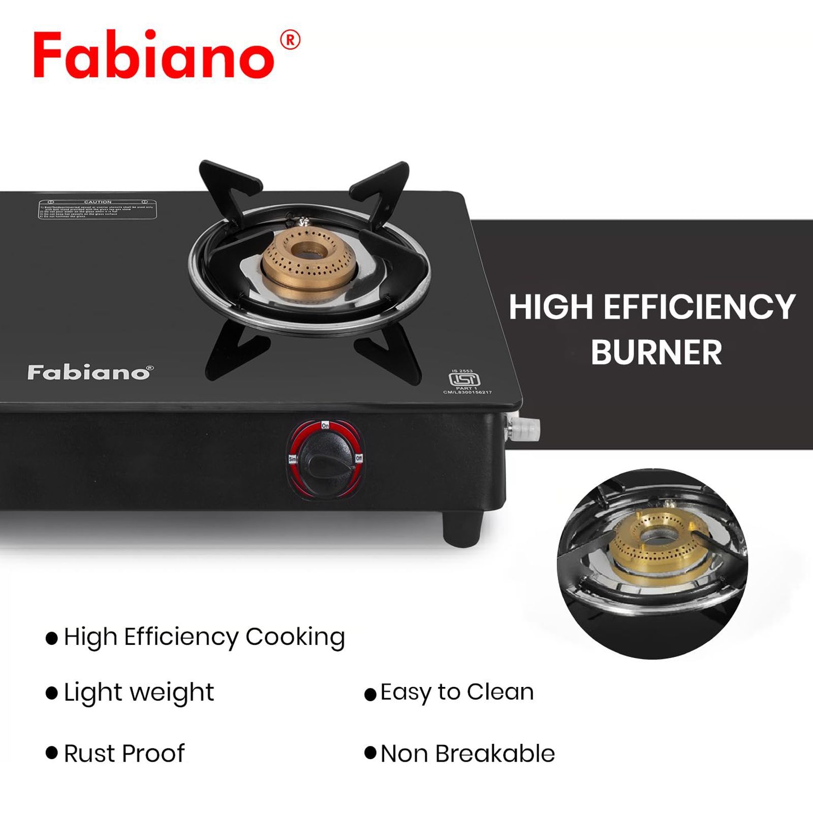 Fabiano FAB2BRNSMART Toughened Glass Top 2 Burner Manual Gas Stove (High Efficiency Burner, Black)_4