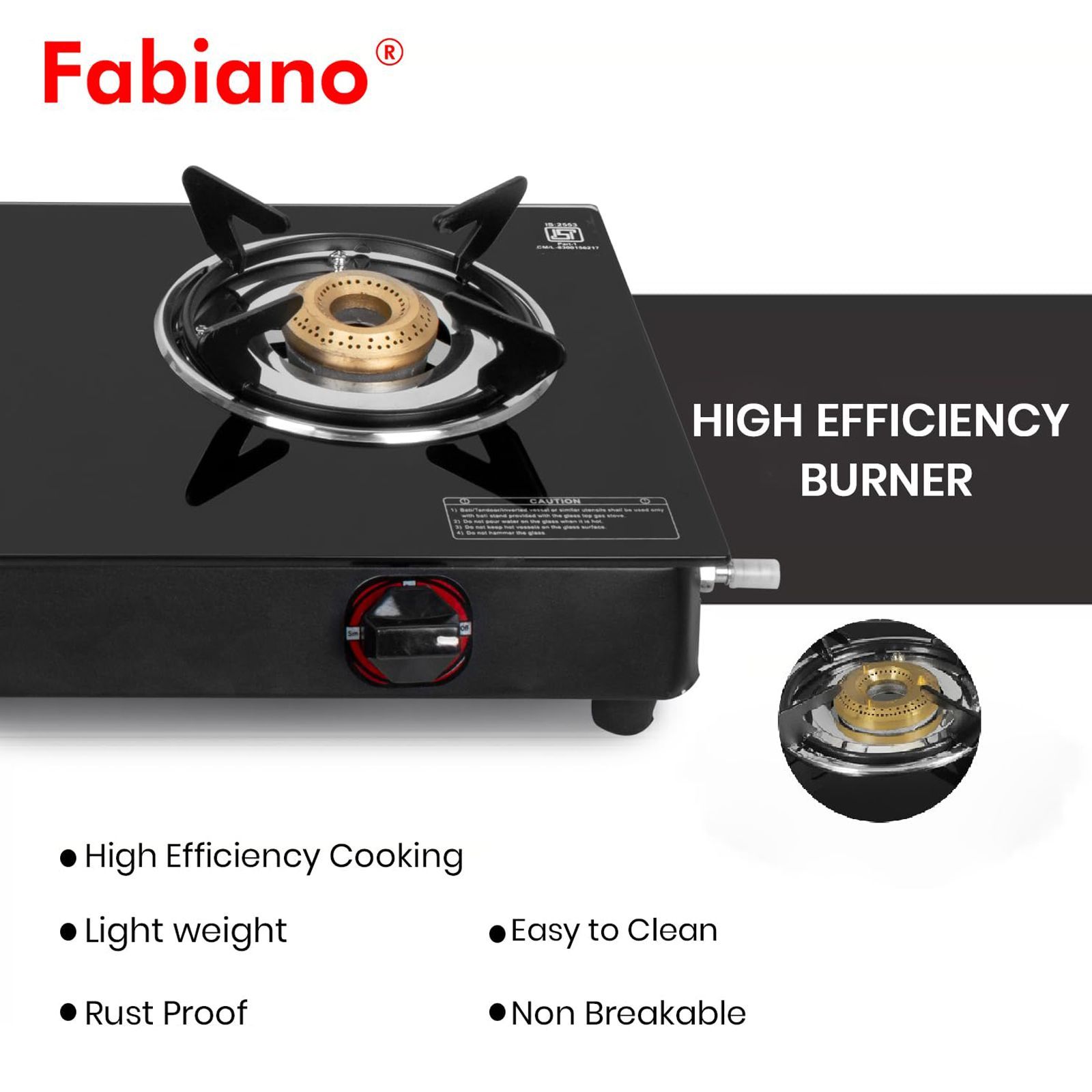 Fabiano FAB3BRNSMART Toughened Glass Top 3 Burner Manual Gas Stove (Pan Support Attachment, Black) Fabiano FAB3BRNSMART Toughened Glass Top 3 Burner Manual Gas Stove (Pan Support Attachment, Black)_4